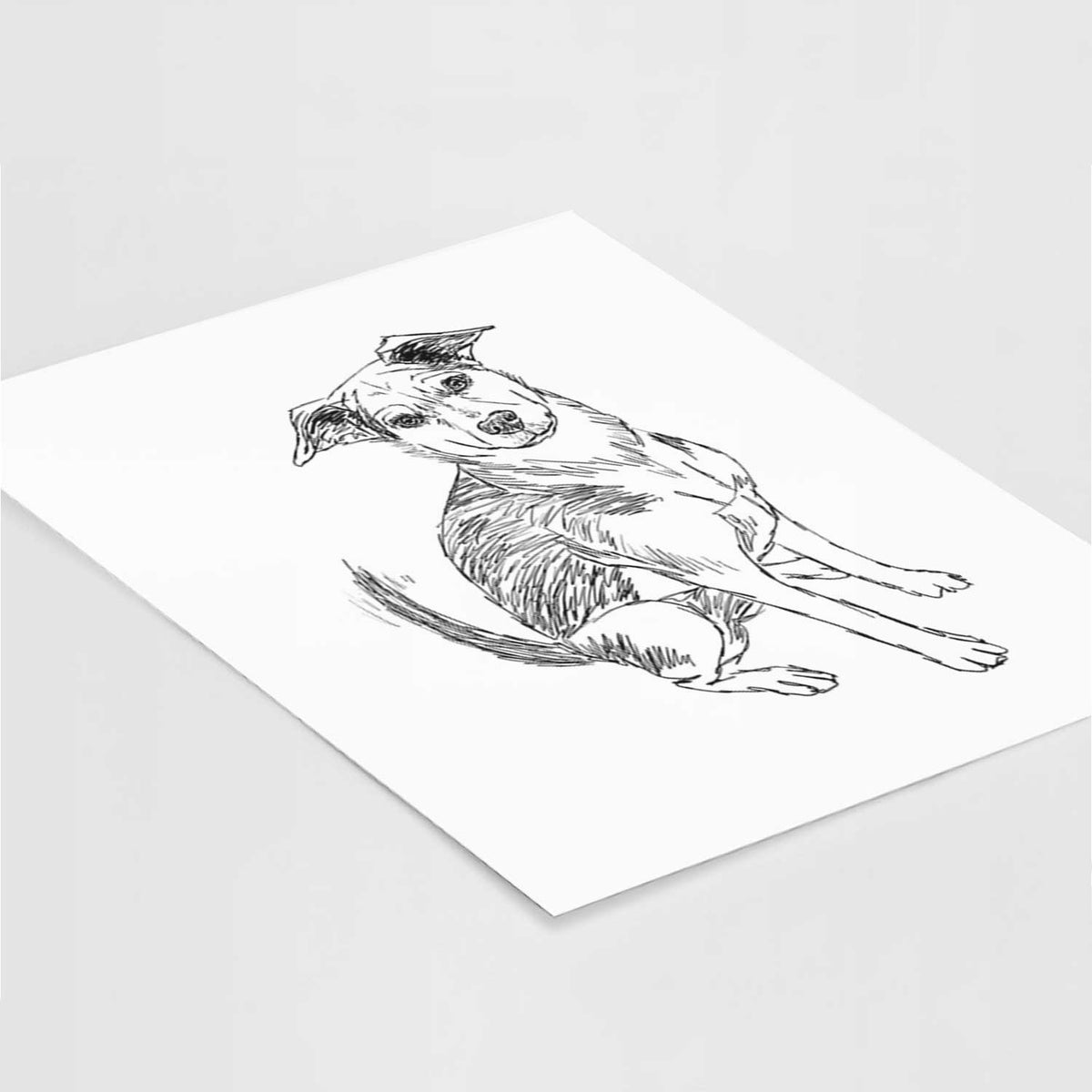 Doodled Gouda the Hound Terrier Mix Art Print