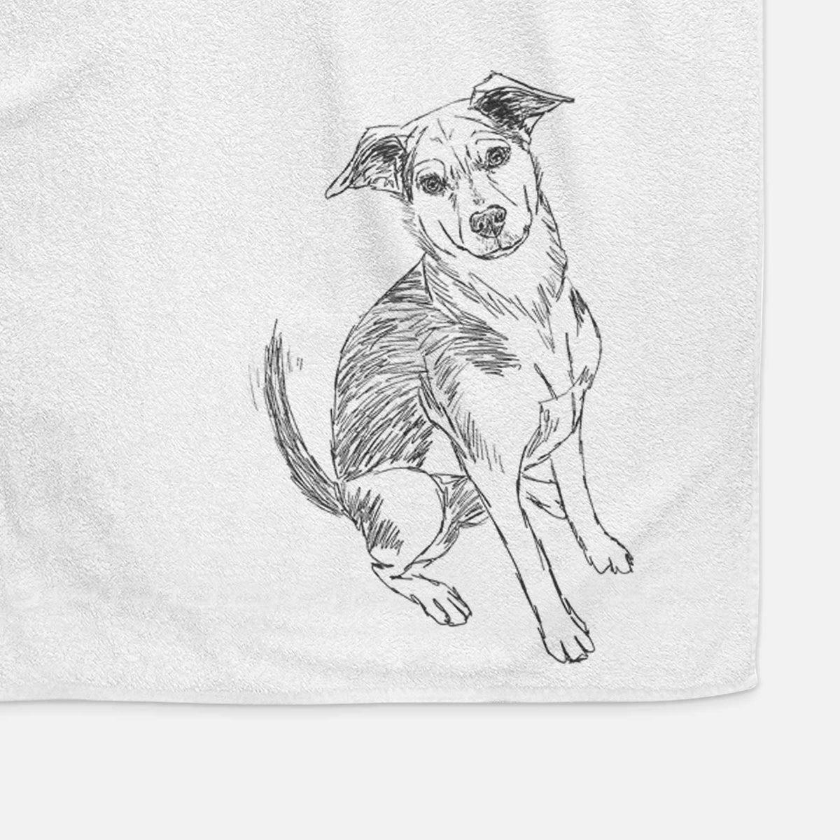 Doodled Gouda the Hound Terrier Mix Decorative Hand Towel