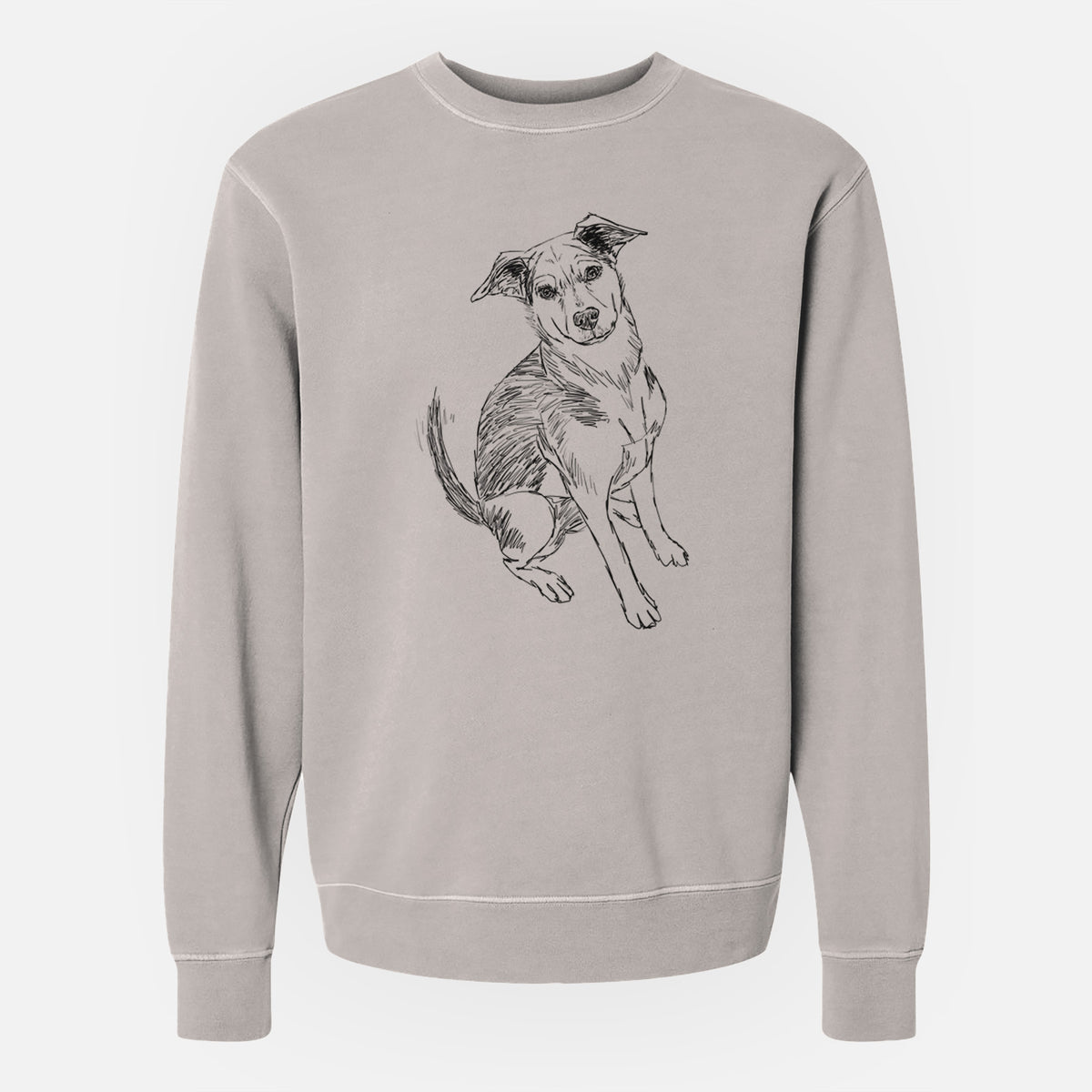 Doodled Gouda the Hound Terrier Mix - Unisex Pigment Dyed Crew Sweatshirt