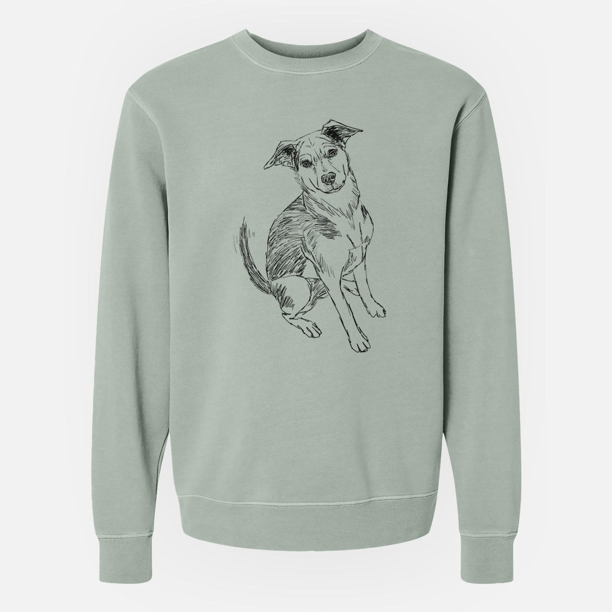 Doodled Gouda the Hound Terrier Mix - Unisex Pigment Dyed Crew Sweatshirt
