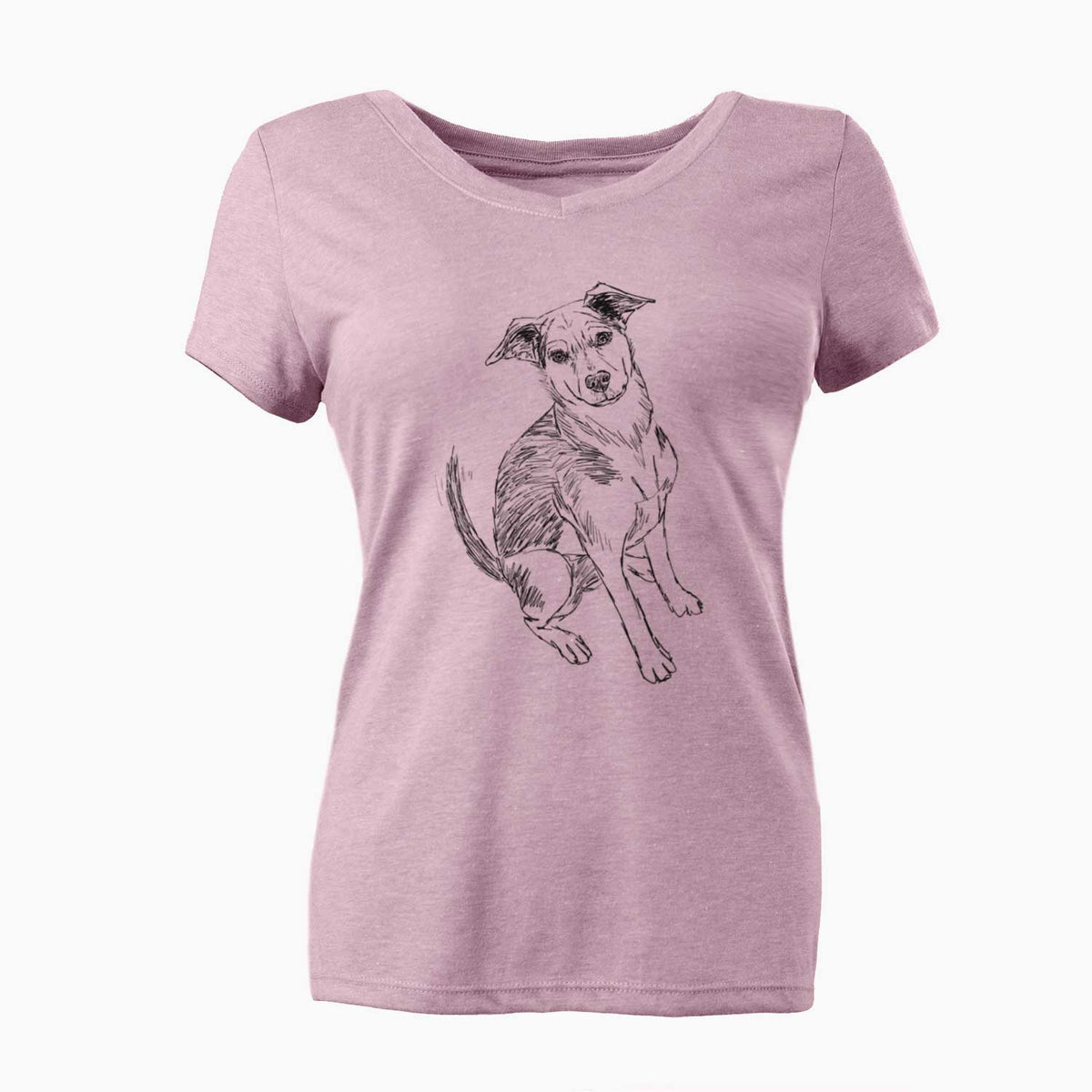 Doodled Gouda the Hound Terrier Mix - Women's V-neck Shirt