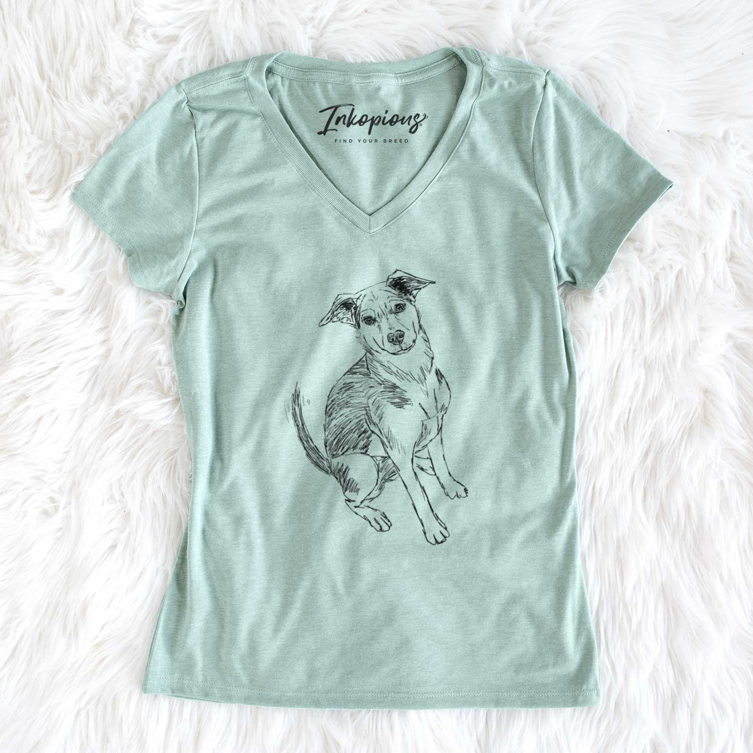 Doodled Gouda the Hound Terrier Mix - Women's V-neck Shirt