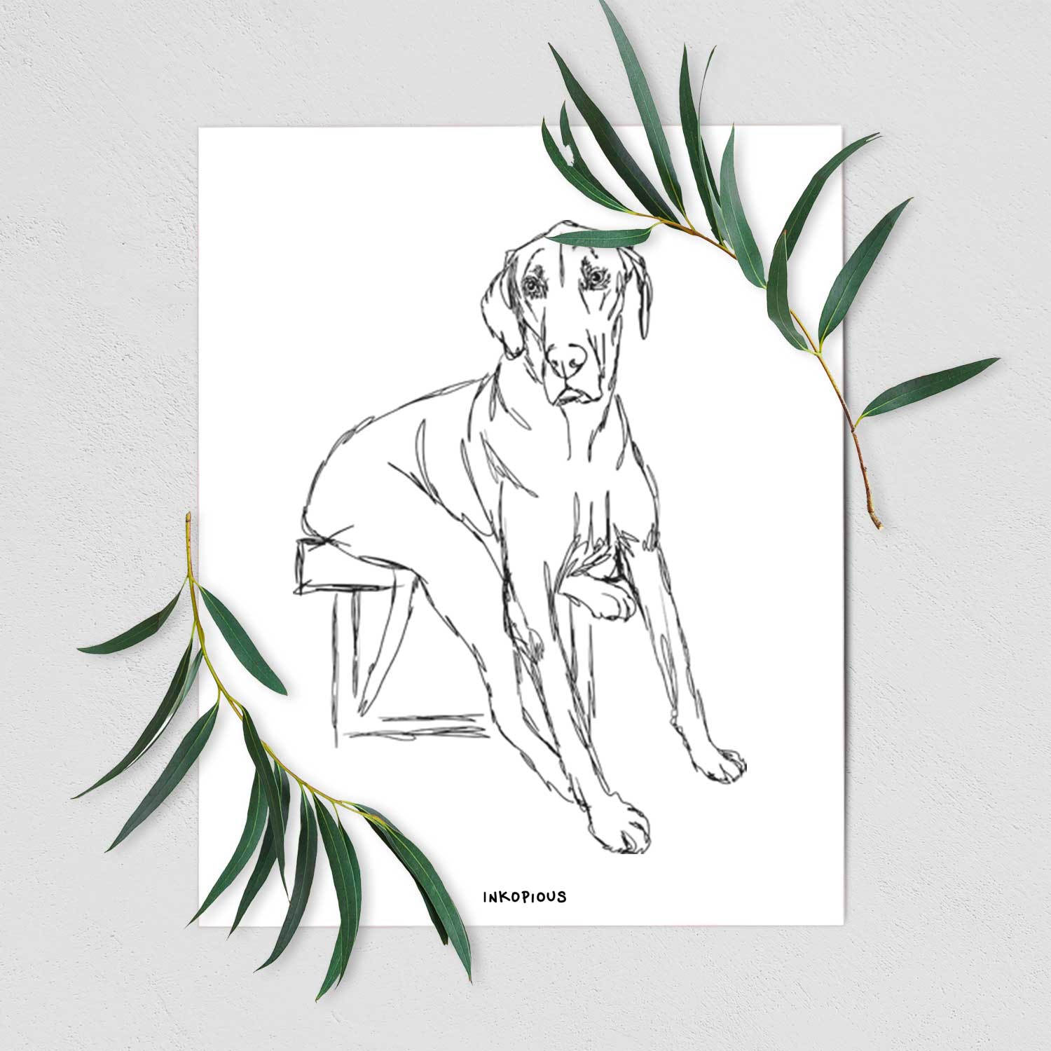 Doodled Gracie the Great Dane Art Print