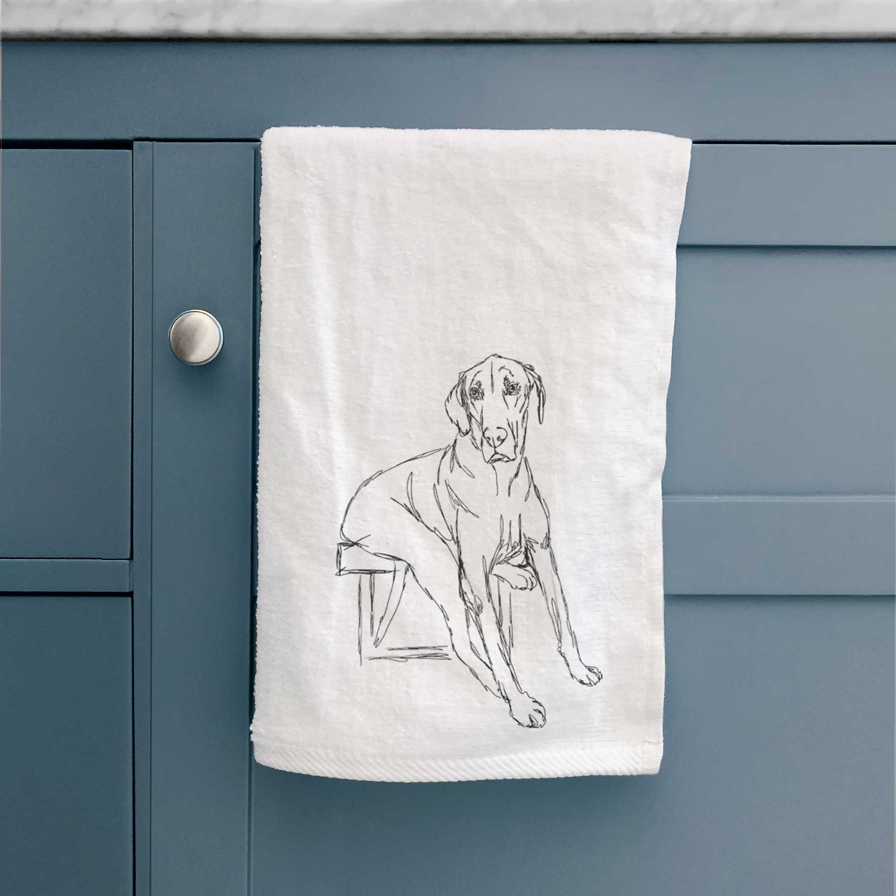 Doodled Gracie the Great Dane Decorative Hand Towel