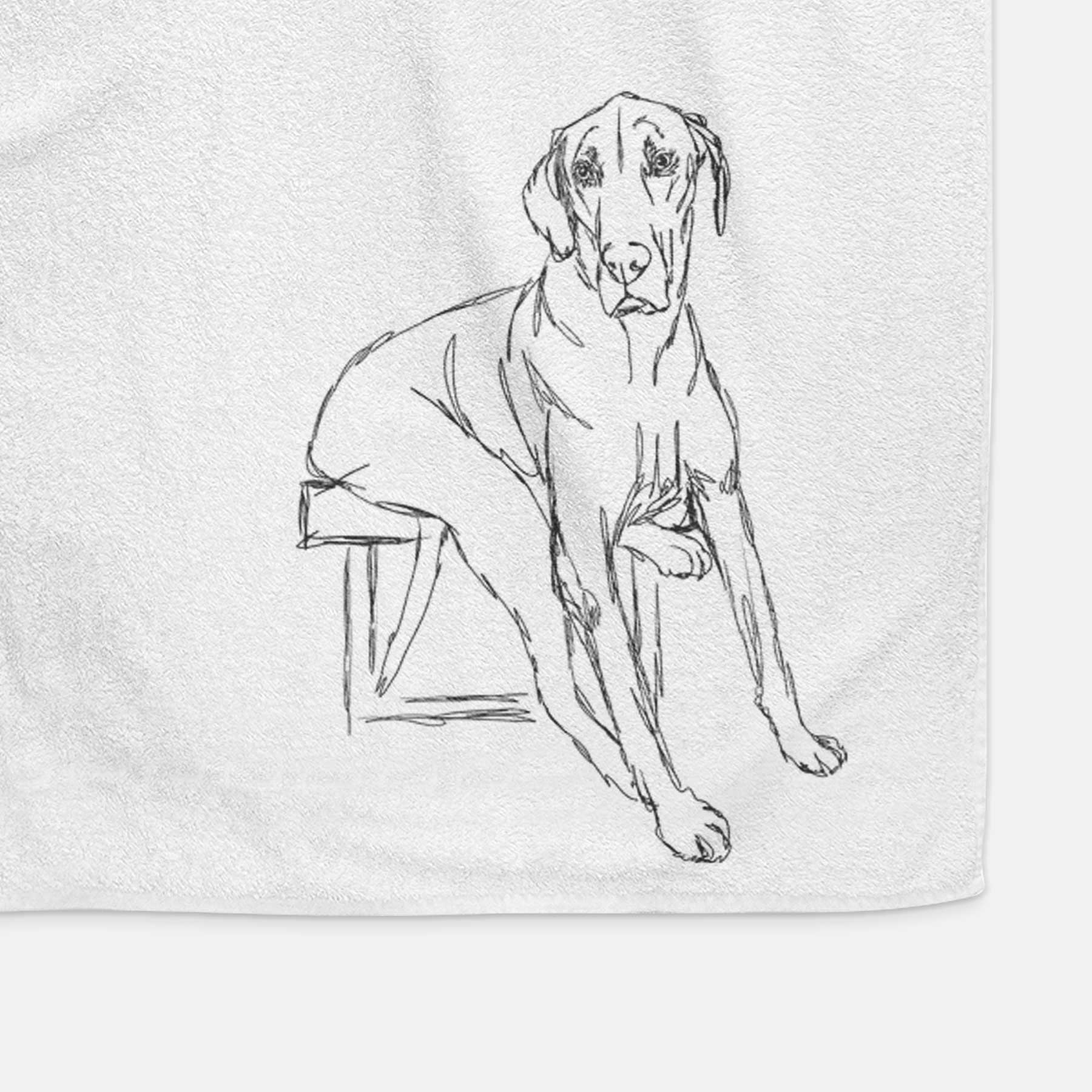 Doodled Gracie the Great Dane Decorative Hand Towel