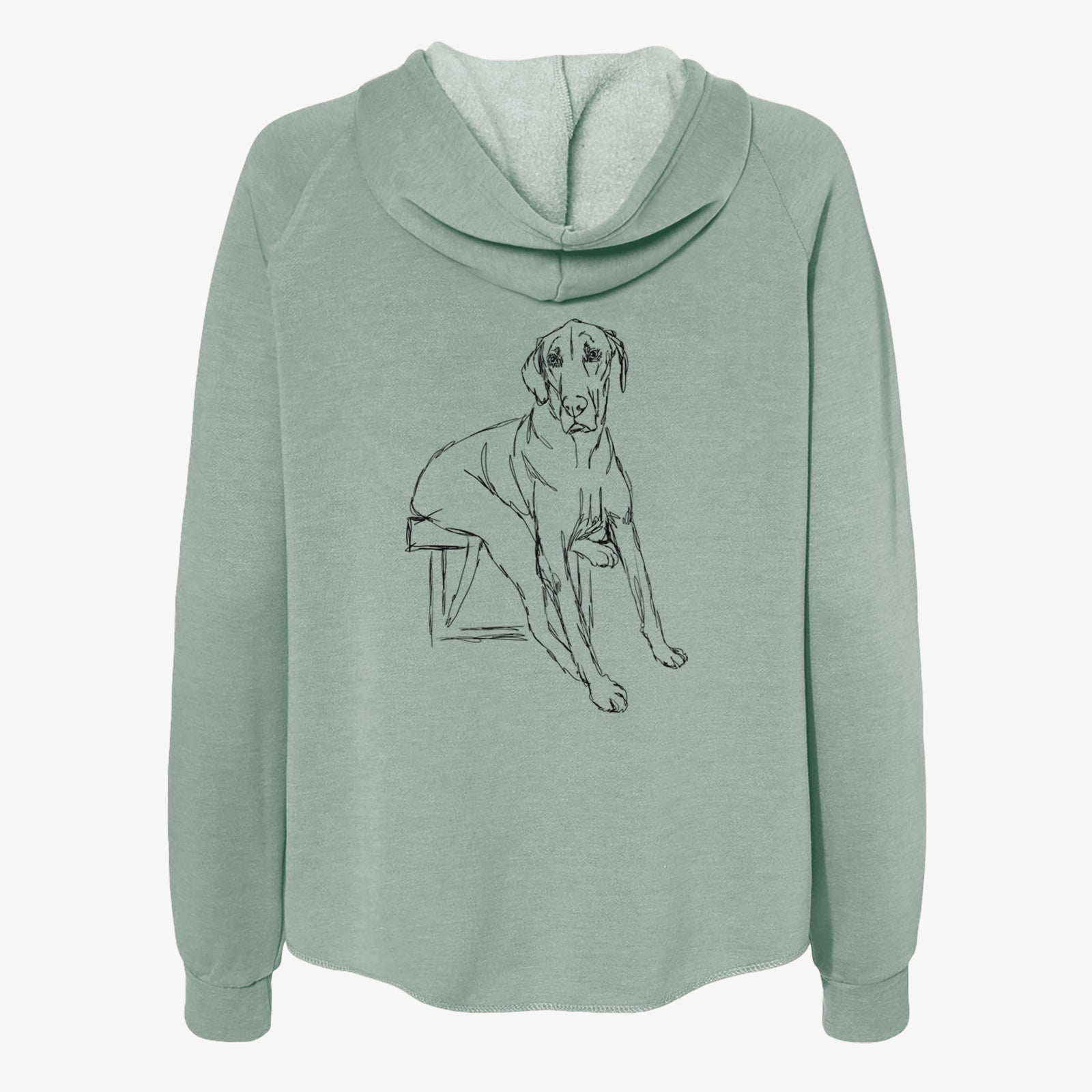 Doodled Gracie the Great Dane - Women's Cali Wave Zip-Up Sweatshirt