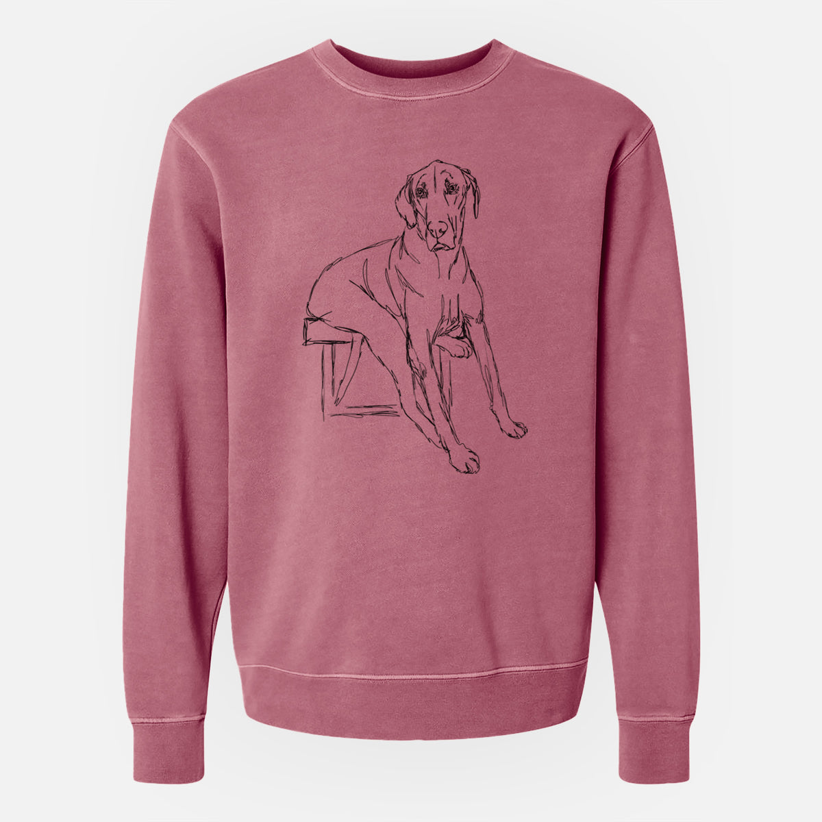 Doodled Gracie the Great Dane - Unisex Pigment Dyed Crew Sweatshirt