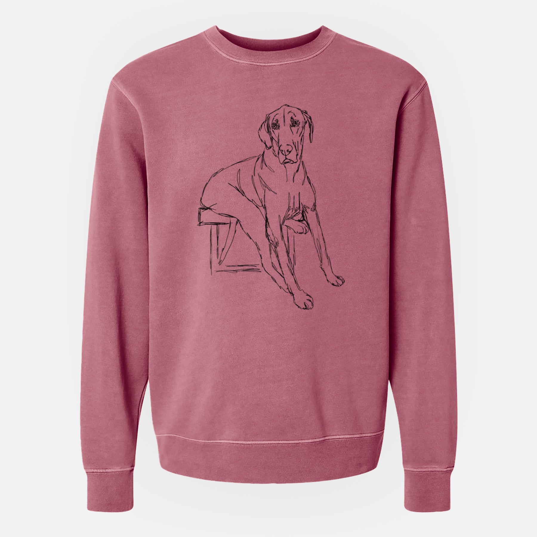 Doodled Gracie the Great Dane - Unisex Pigment Dyed Crew Sweatshirt