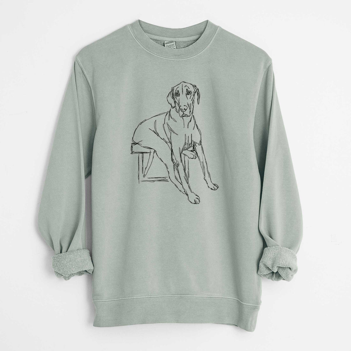 Doodled Gracie the Great Dane - Unisex Pigment Dyed Crew Sweatshirt