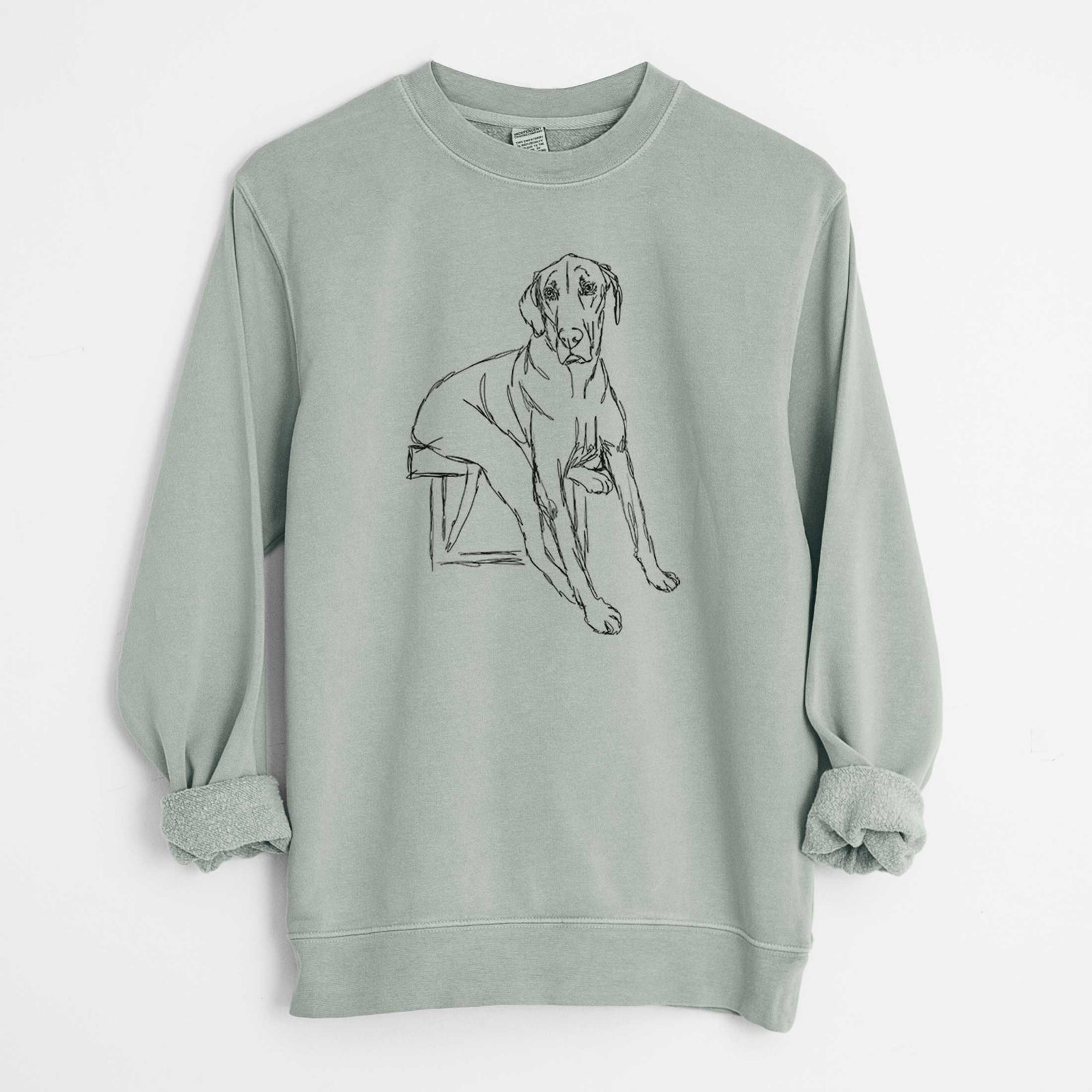 Doodled Gracie the Great Dane - Unisex Pigment Dyed Crew Sweatshirt