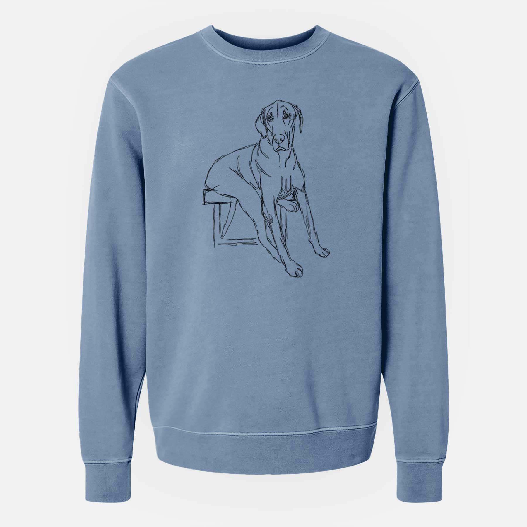 Doodled Gracie the Great Dane - Unisex Pigment Dyed Crew Sweatshirt