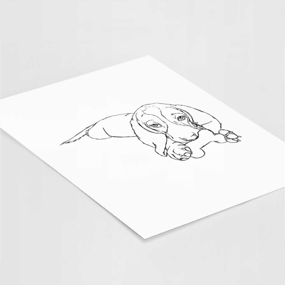 Doodled Gracie the Basset Hound Art Print