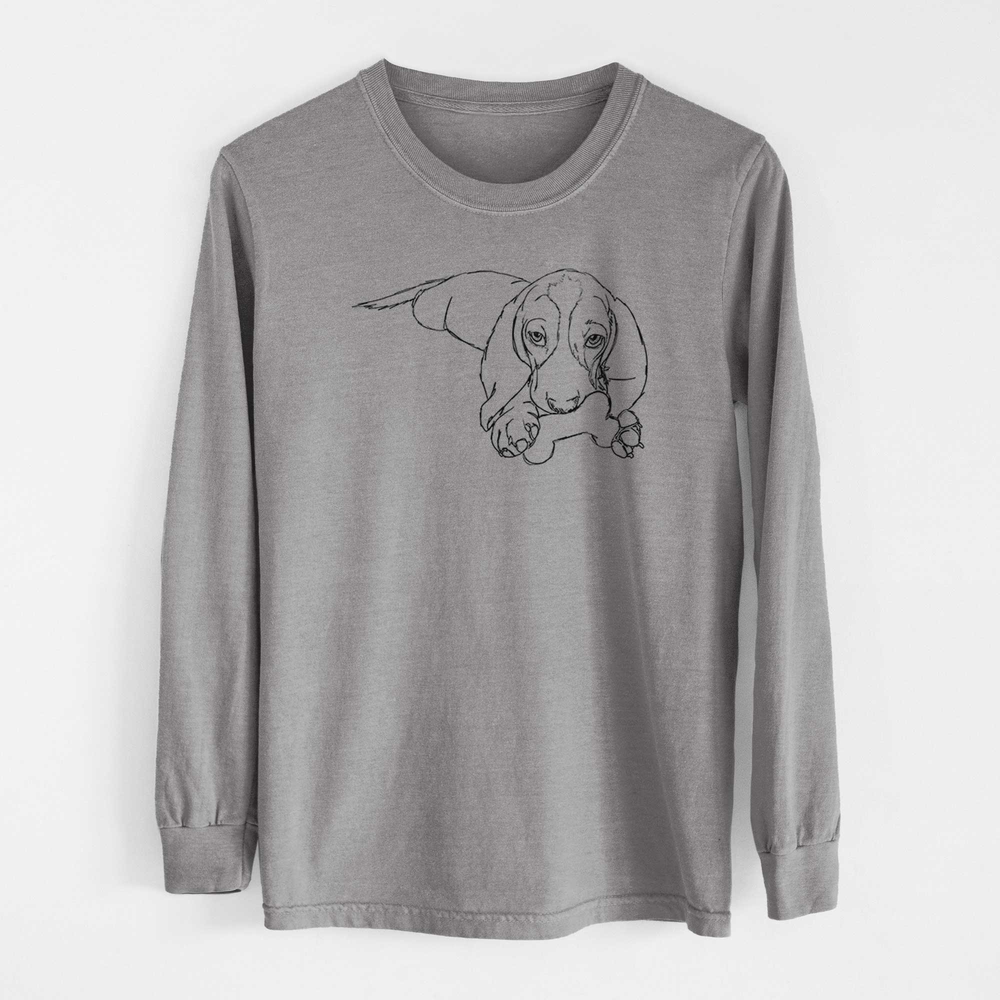 Doodled Gracie the Basset Hound - Heavyweight 100% Cotton Long Sleeve