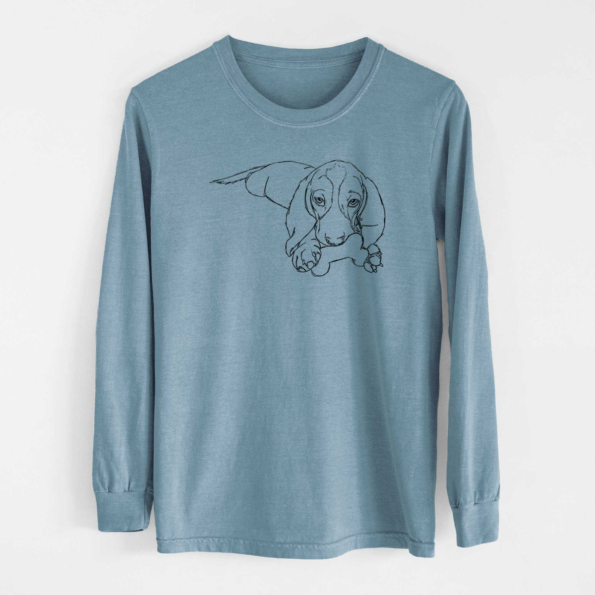 Doodled Gracie the Basset Hound - Heavyweight 100% Cotton Long Sleeve