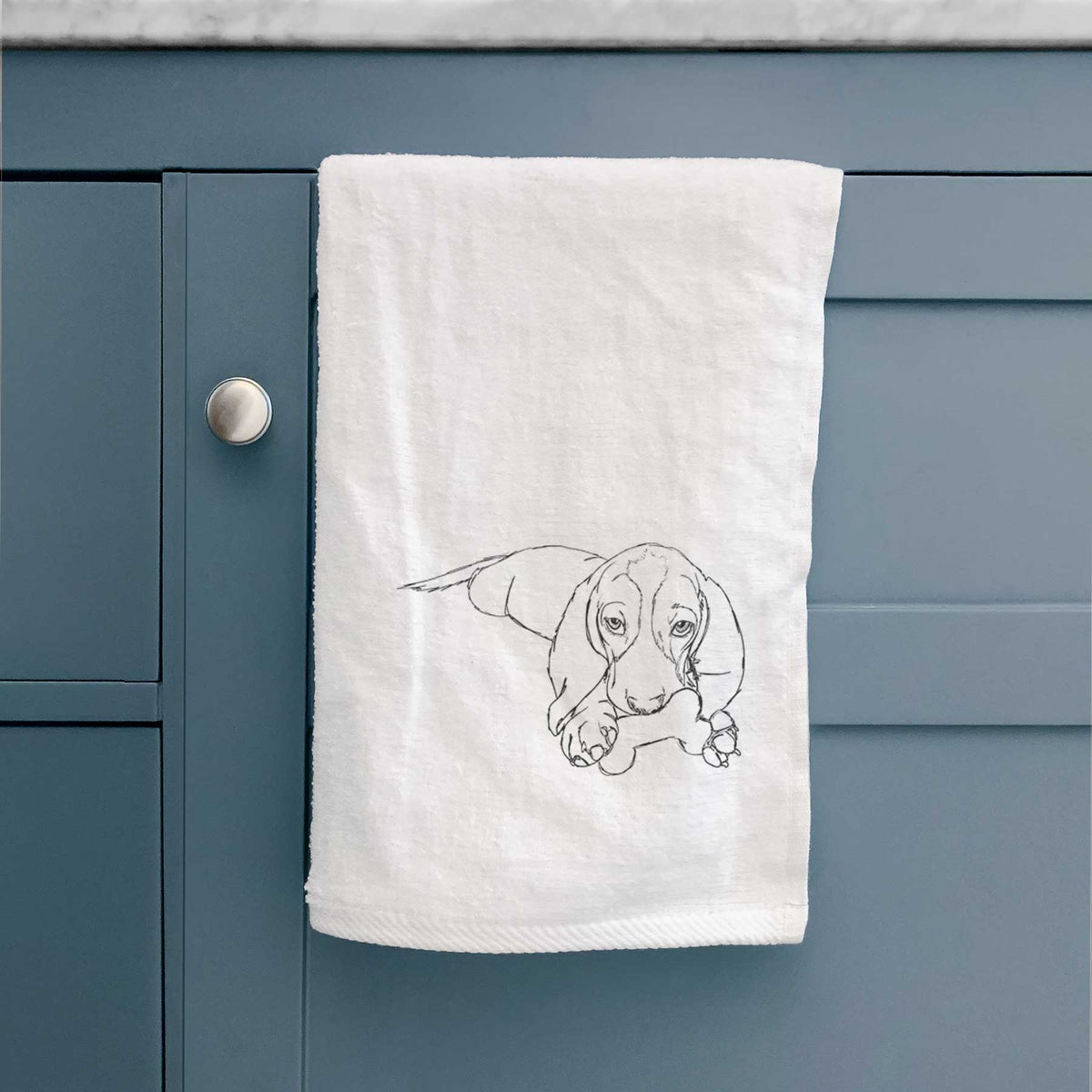 Doodled Gracie the Basset Hound Decorative Hand Towel