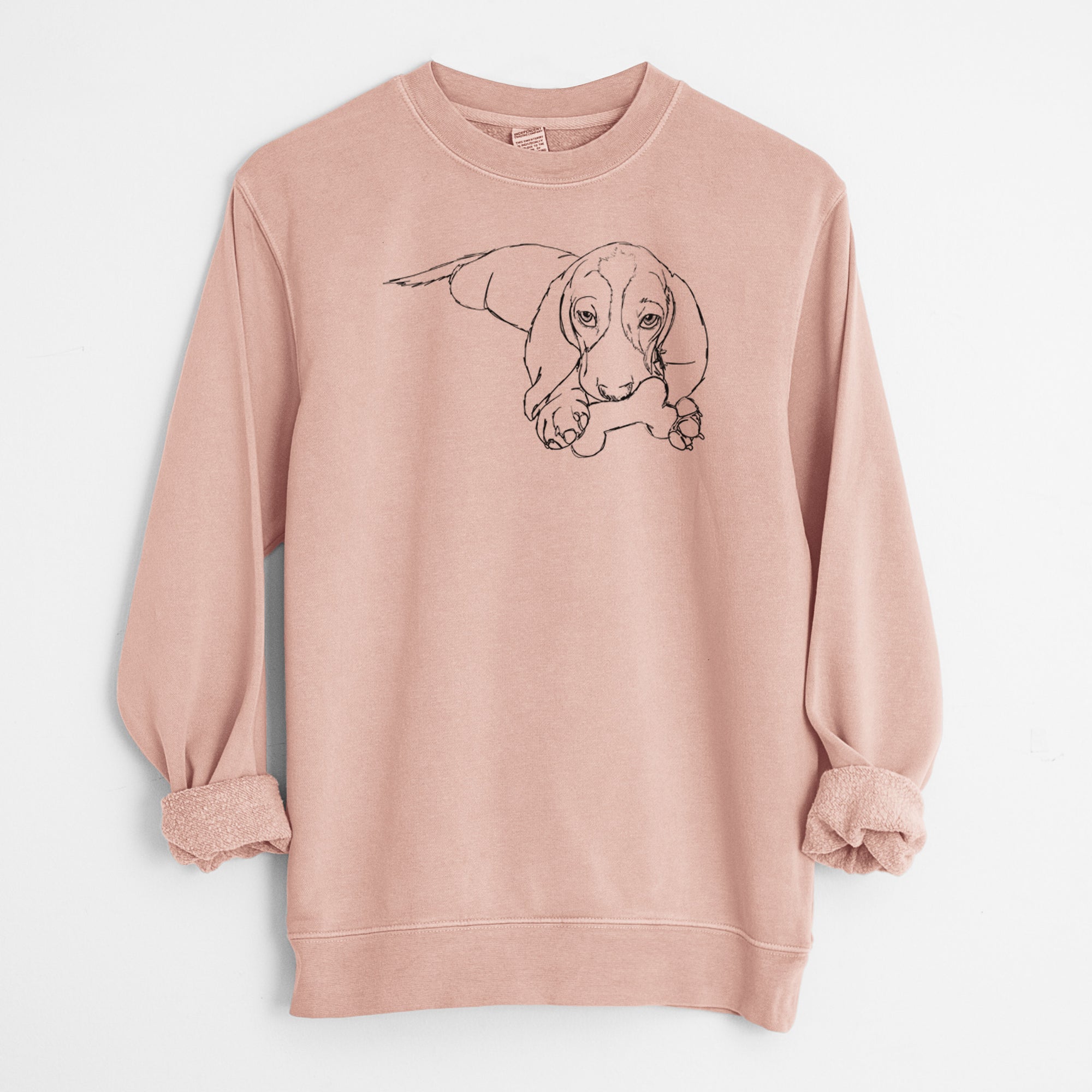 Doodled Gracie the Basset Hound - Unisex Pigment Dyed Crew Sweatshirt