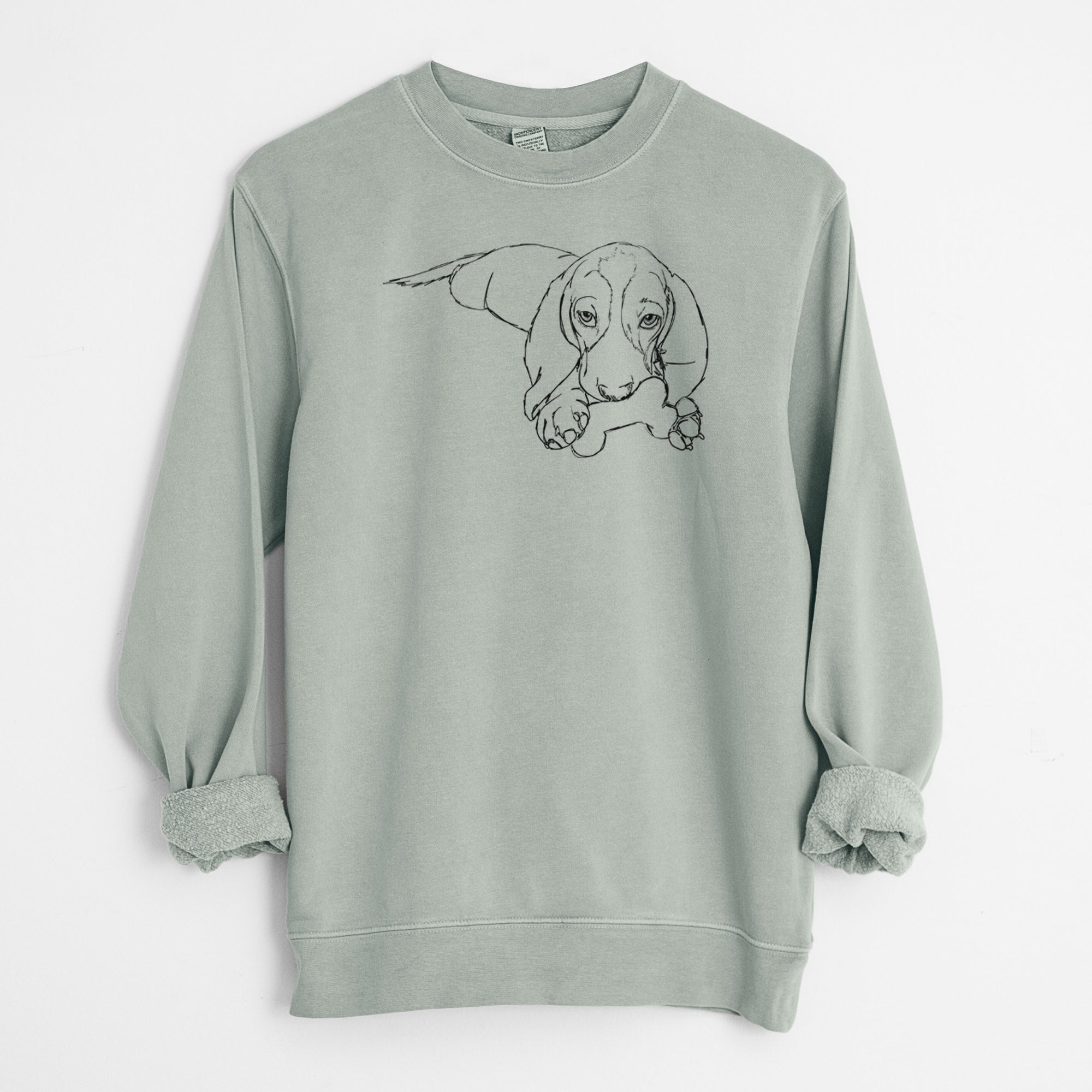 Doodled Gracie the Basset Hound - Unisex Pigment Dyed Crew Sweatshirt