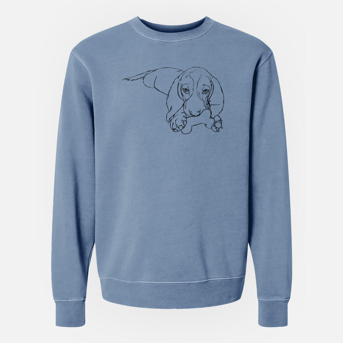 Doodled Gracie the Basset Hound - Unisex Pigment Dyed Crew Sweatshirt