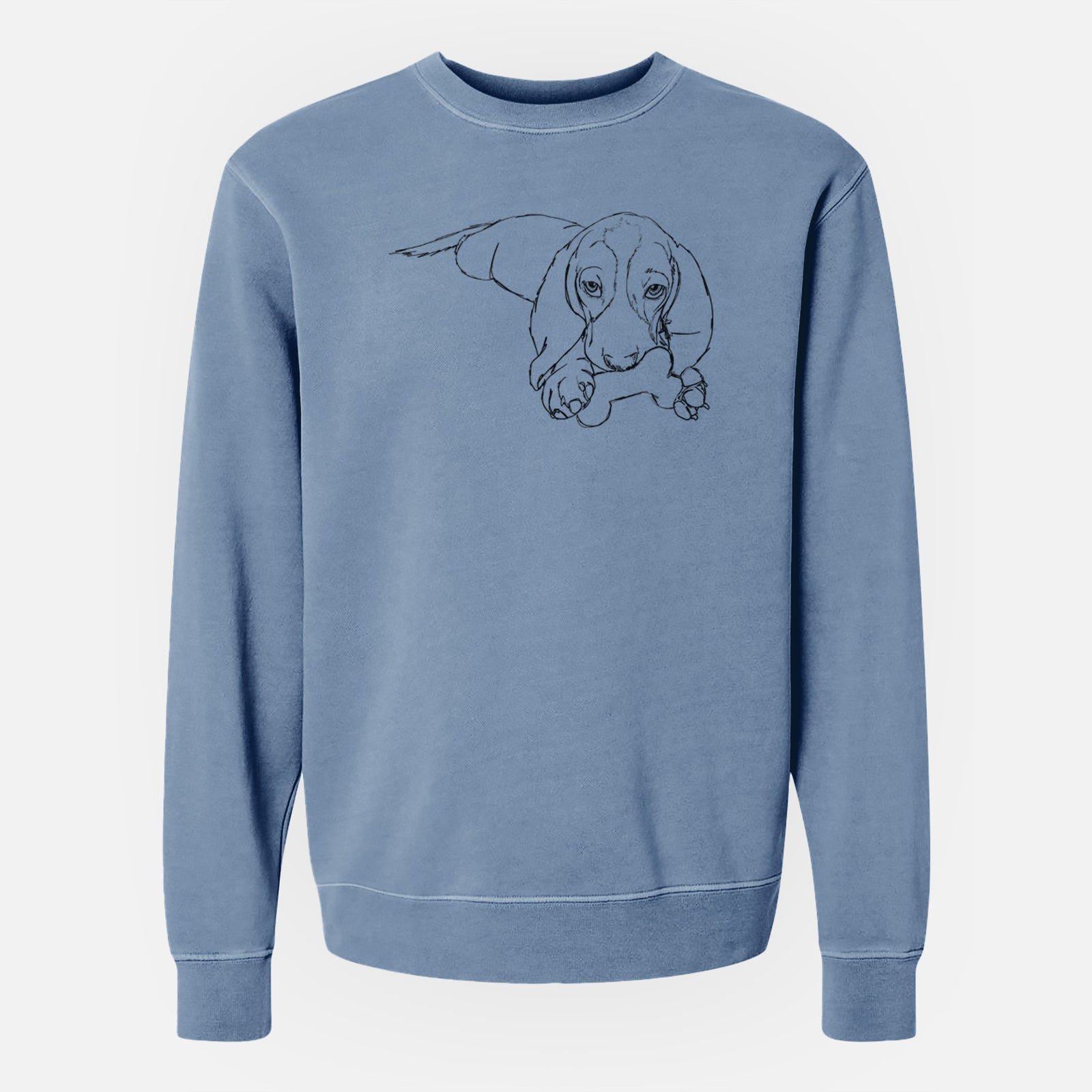 Doodled Gracie the Basset Hound - Unisex Pigment Dyed Crew Sweatshirt