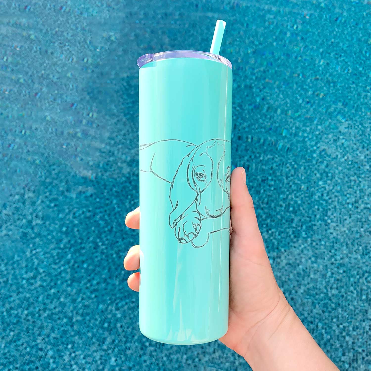 Doodled Gracie the Basset Hound - 20oz Skinny Tumbler