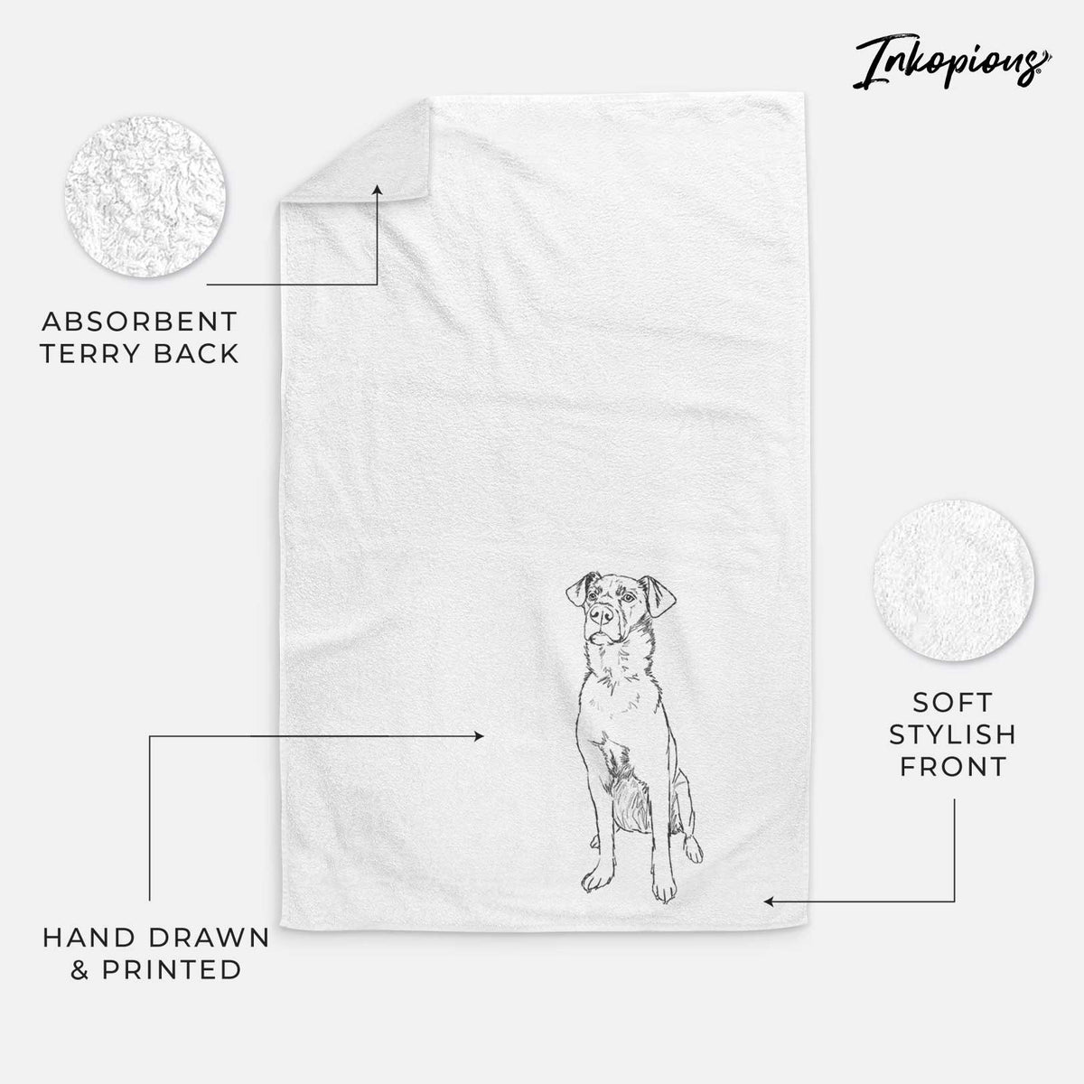 Doodled Grayson the Mixed Breed Decorative Hand Towel