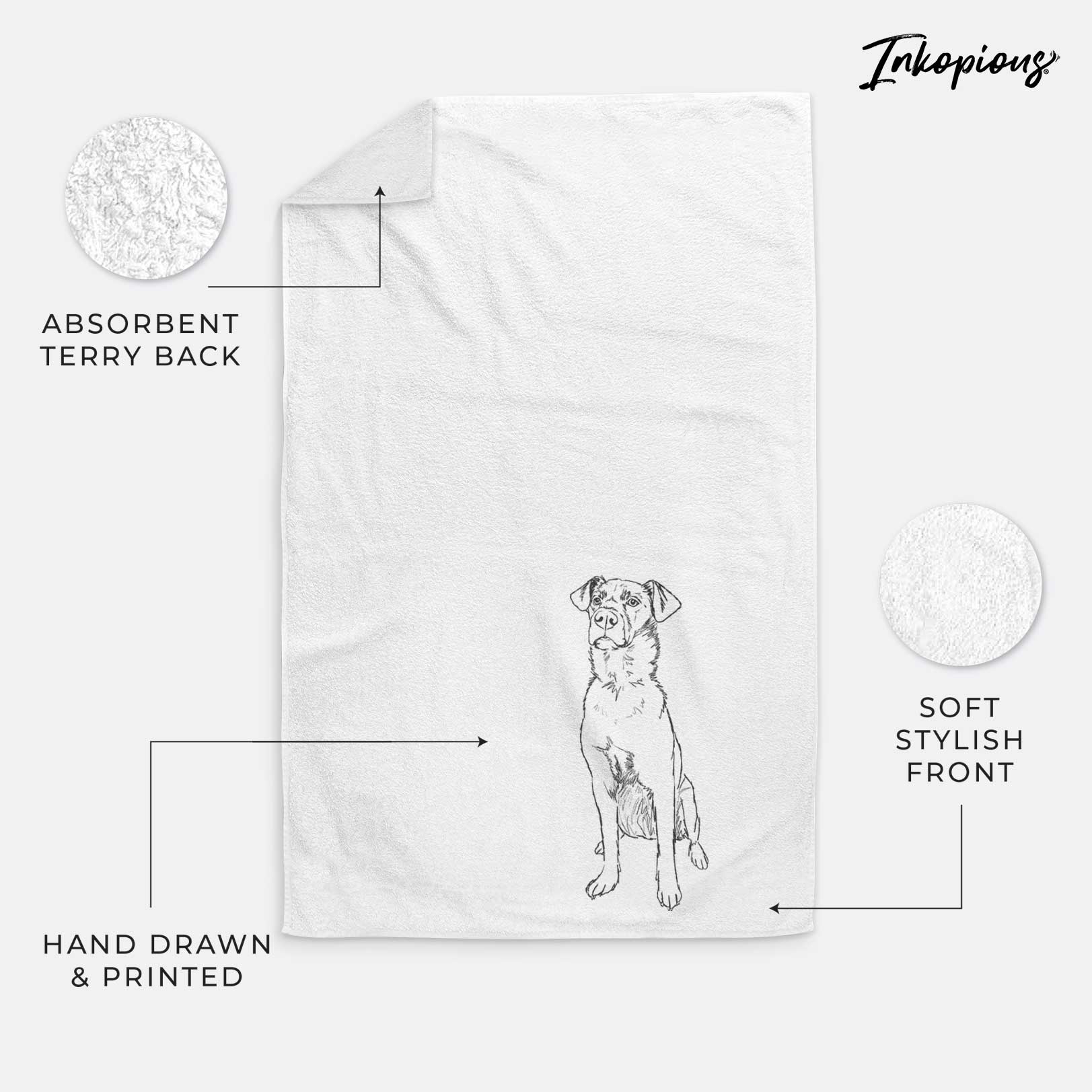 Doodled Grayson the Mixed Breed Decorative Hand Towel