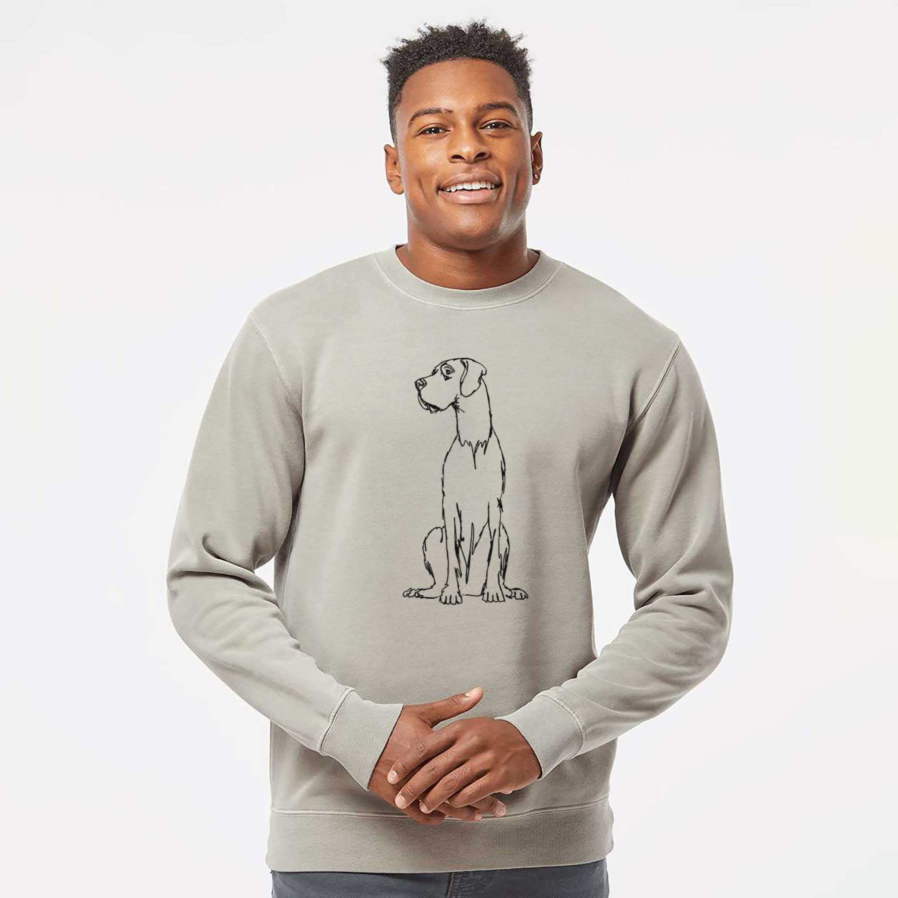 Doodled Great Dane the  - Unisex Pigment Dyed Crew Sweatshirt