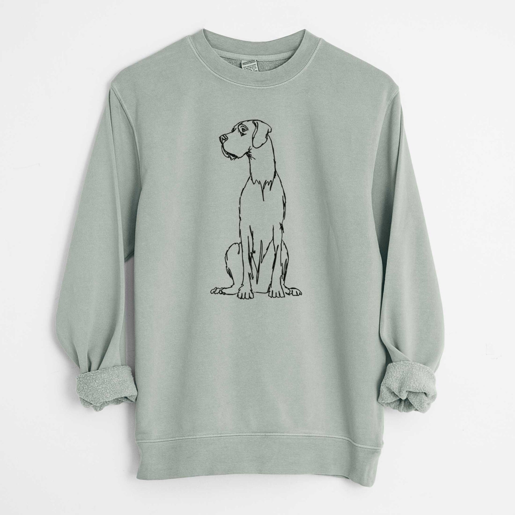 Doodled Great Dane the  - Unisex Pigment Dyed Crew Sweatshirt