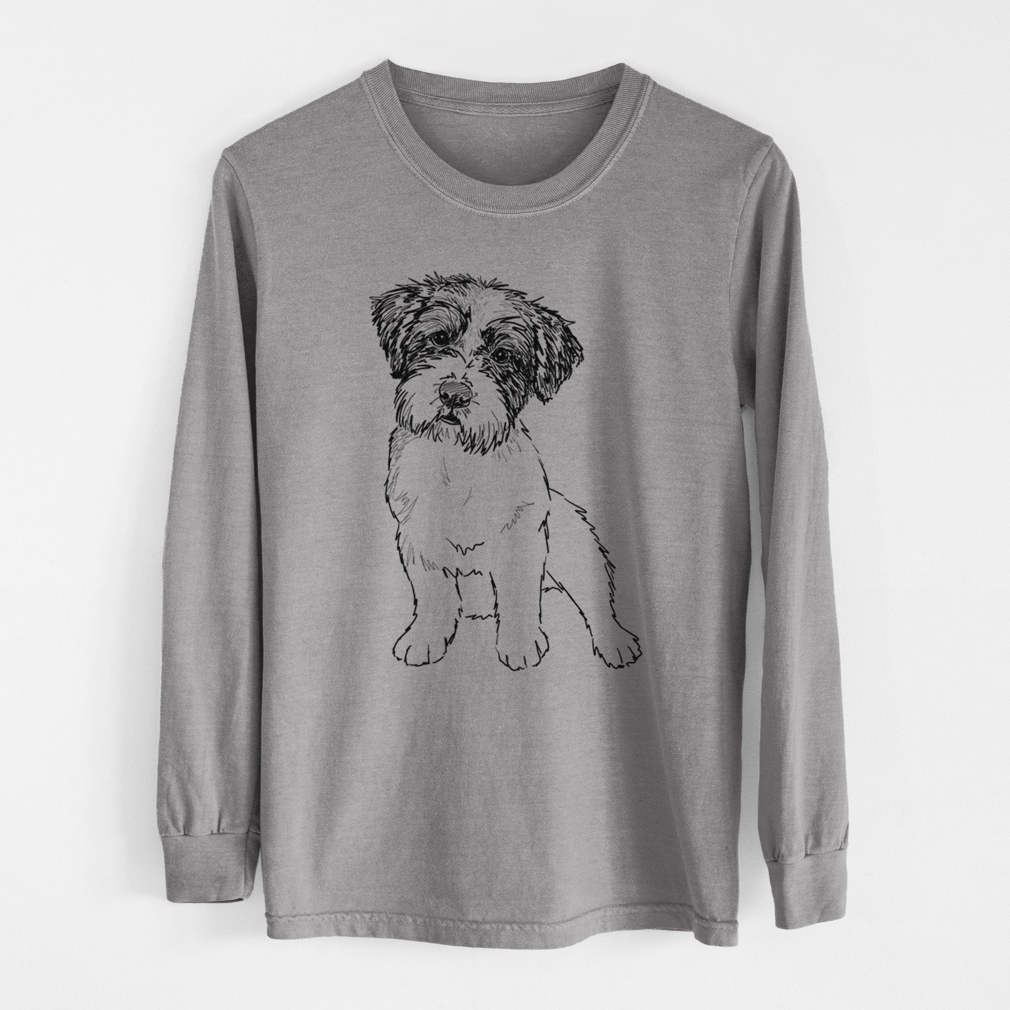 Doodled Groot the Maltese Mix - Heavyweight 100% Cotton Long Sleeve