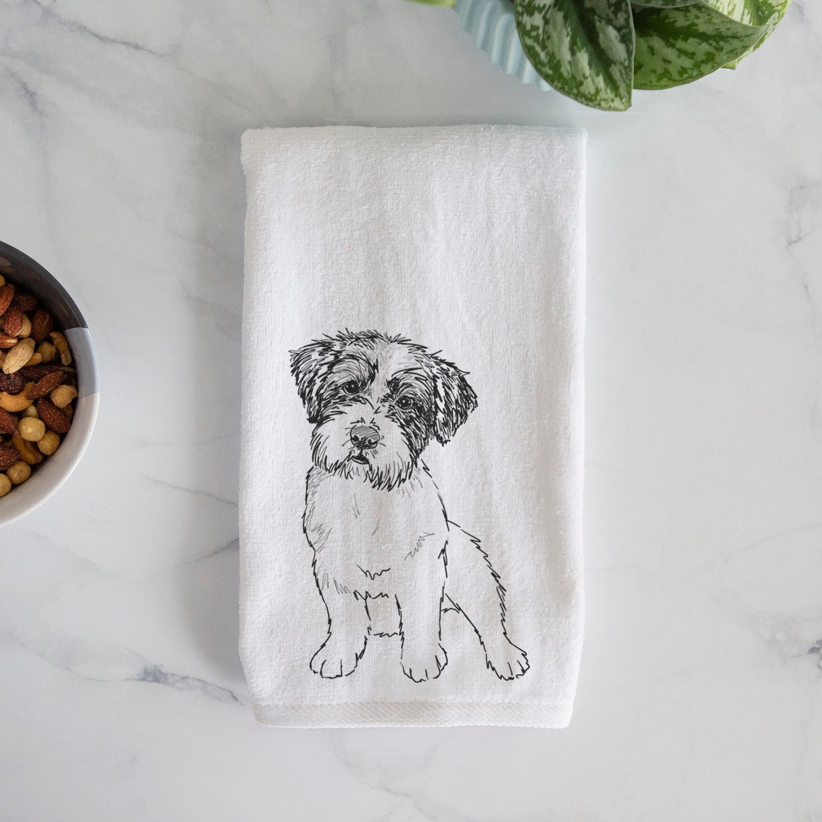 Doodled Groot the Maltese Mix Decorative Hand Towel