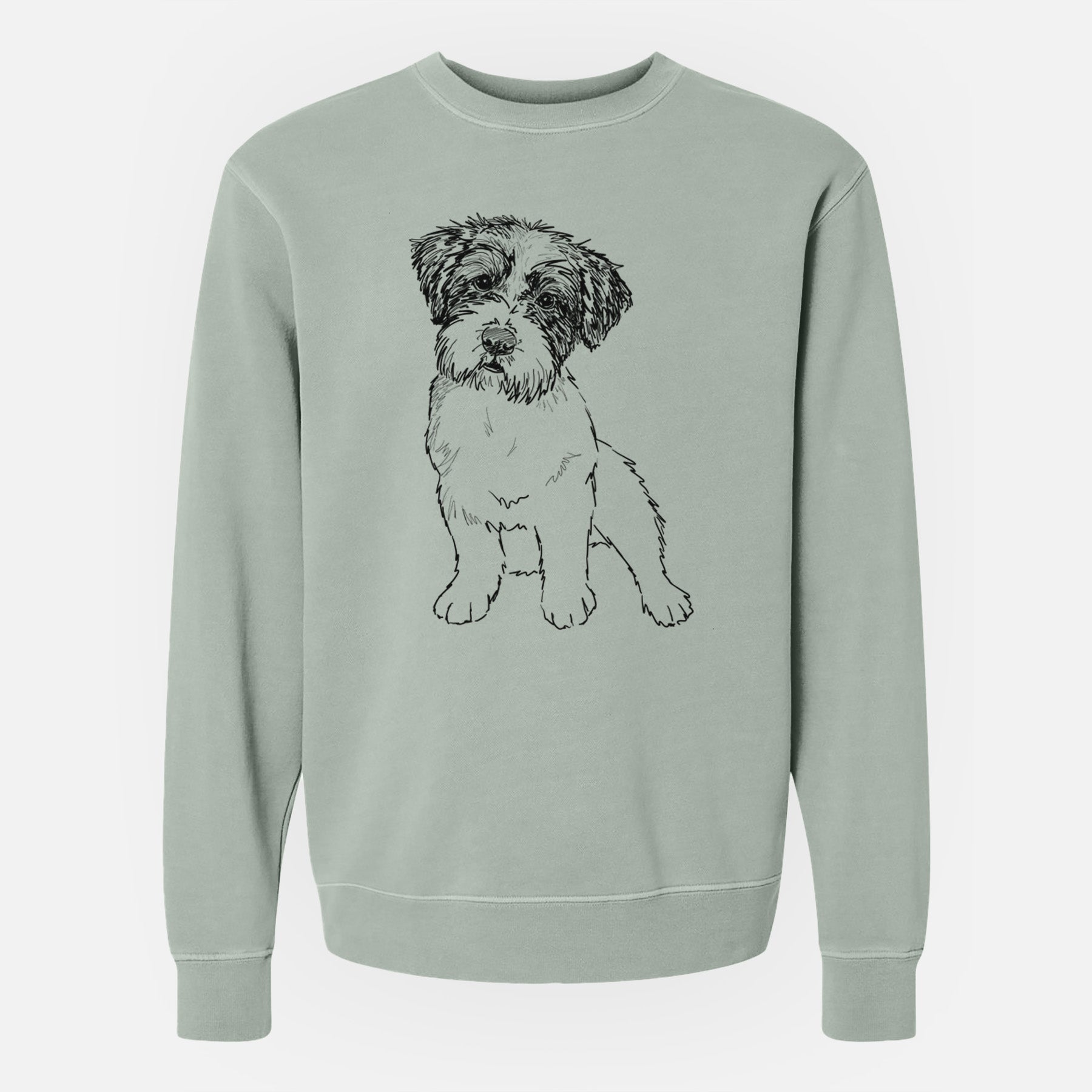 Doodled Groot the Maltese Mix - Unisex Pigment Dyed Crew Sweatshirt