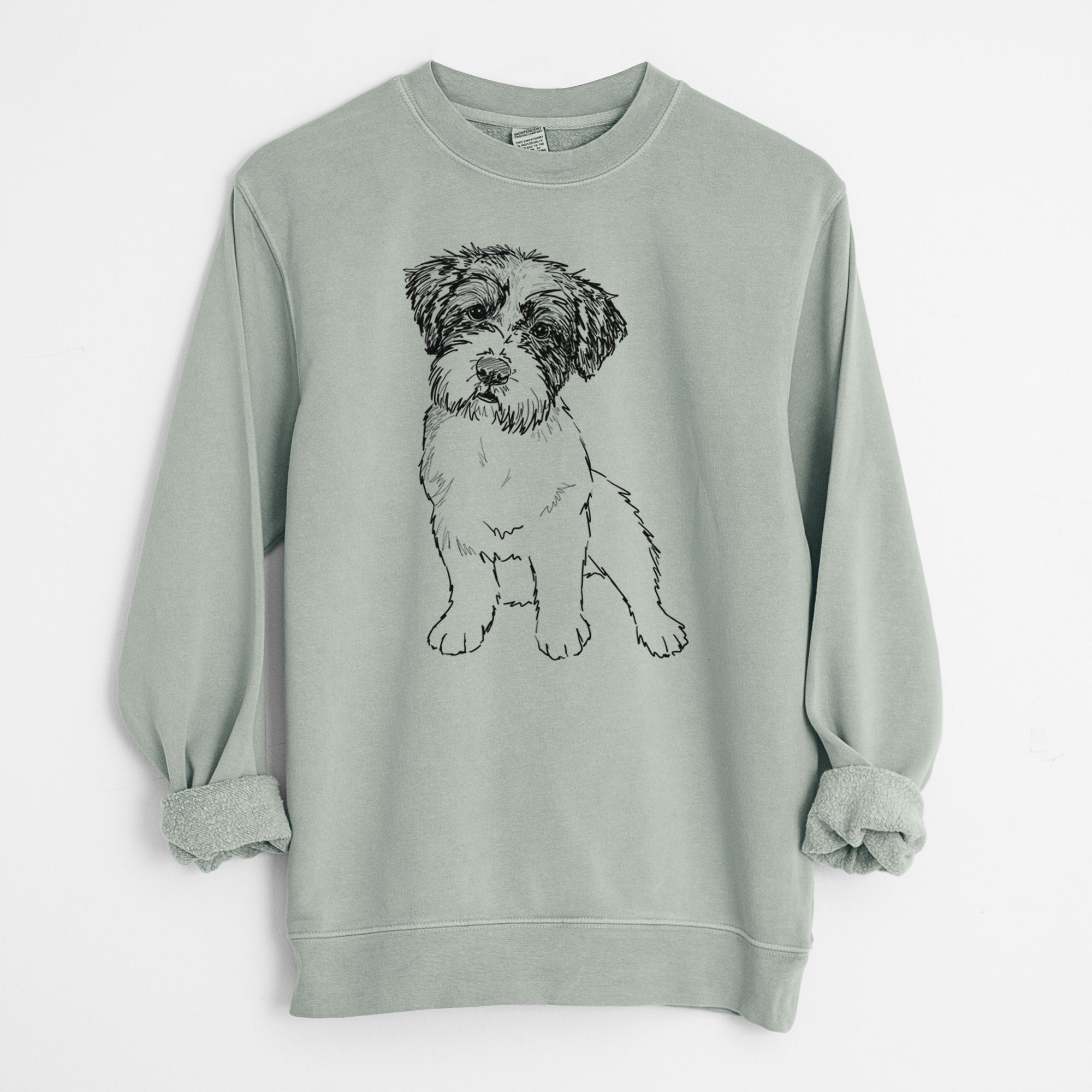 Doodled Groot the Maltese Mix - Unisex Pigment Dyed Crew Sweatshirt