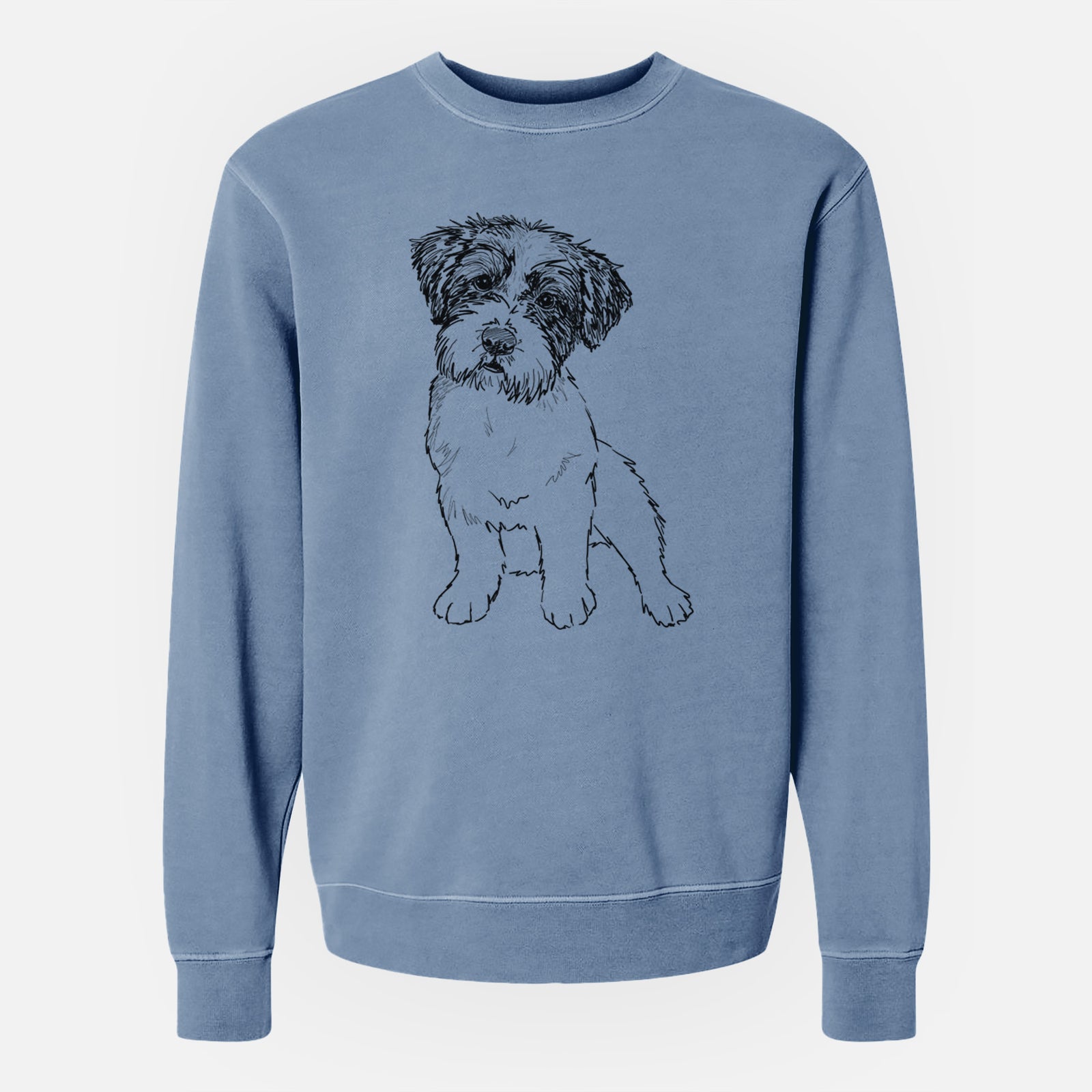 Doodled Groot the Maltese Mix - Unisex Pigment Dyed Crew Sweatshirt