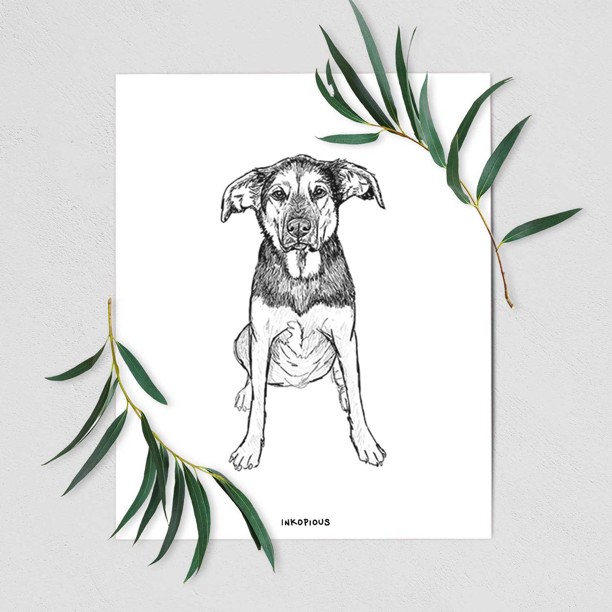 Doodled Gunner the Hound Mix Art Print