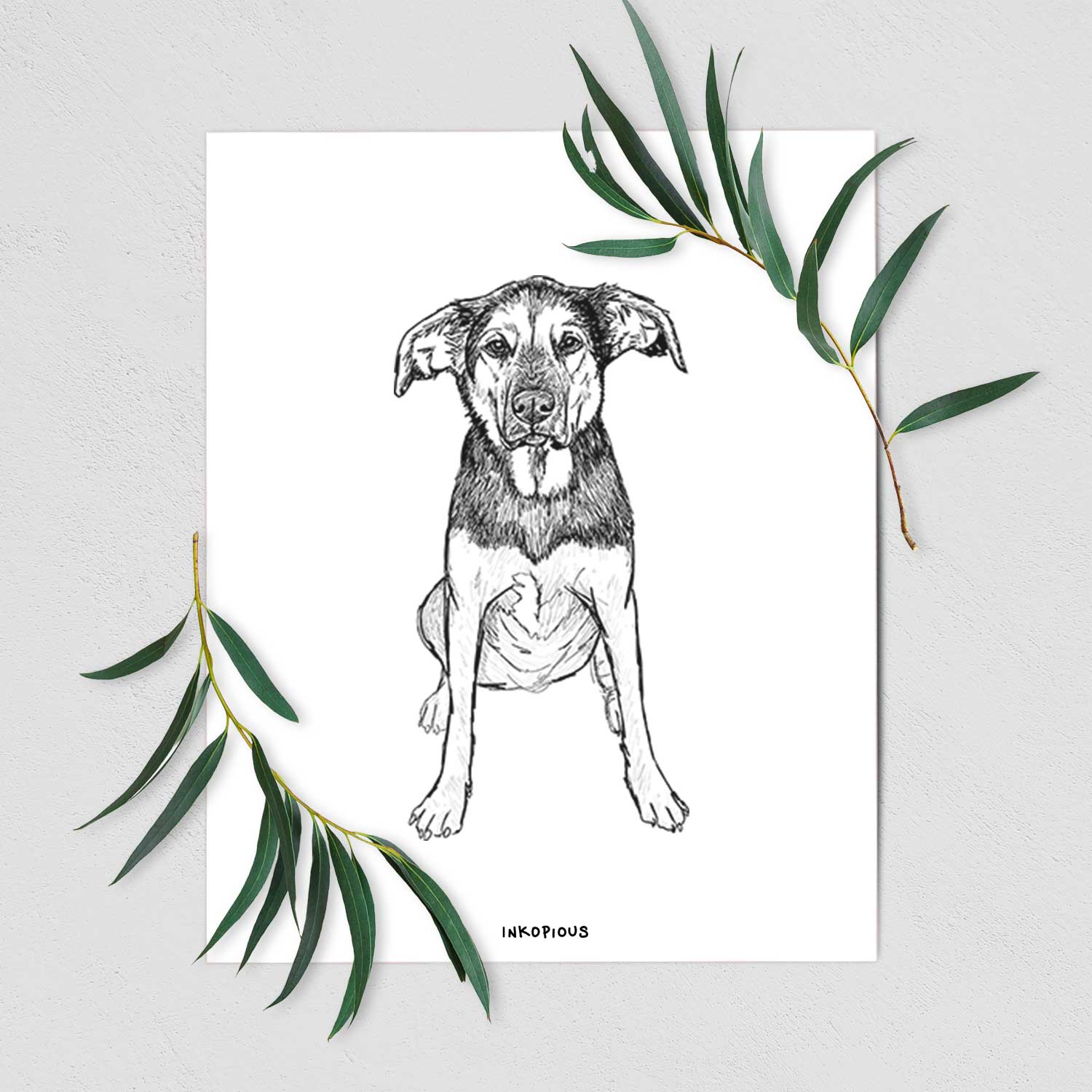 Doodled Gunner the Hound Mix Art Print