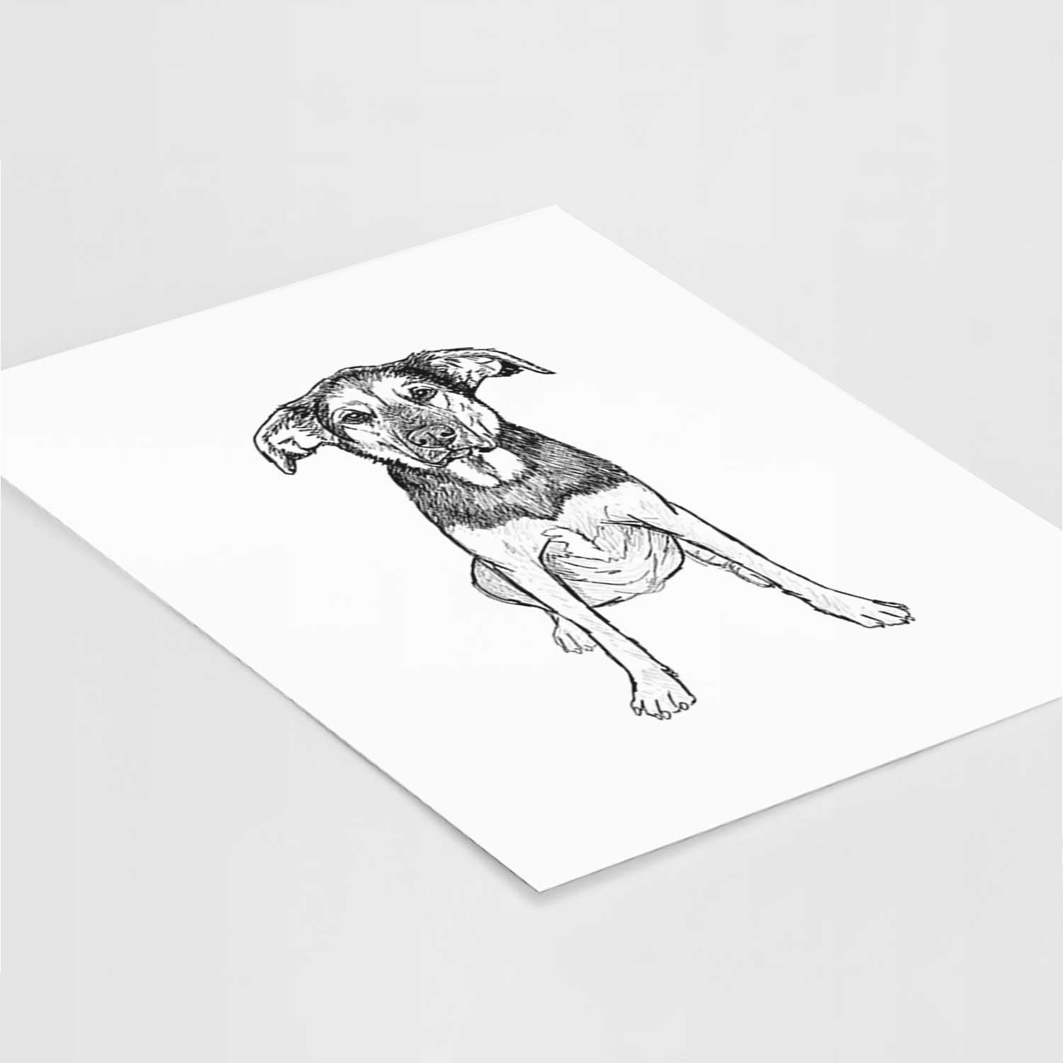 Doodled Gunner the Hound Mix Art Print