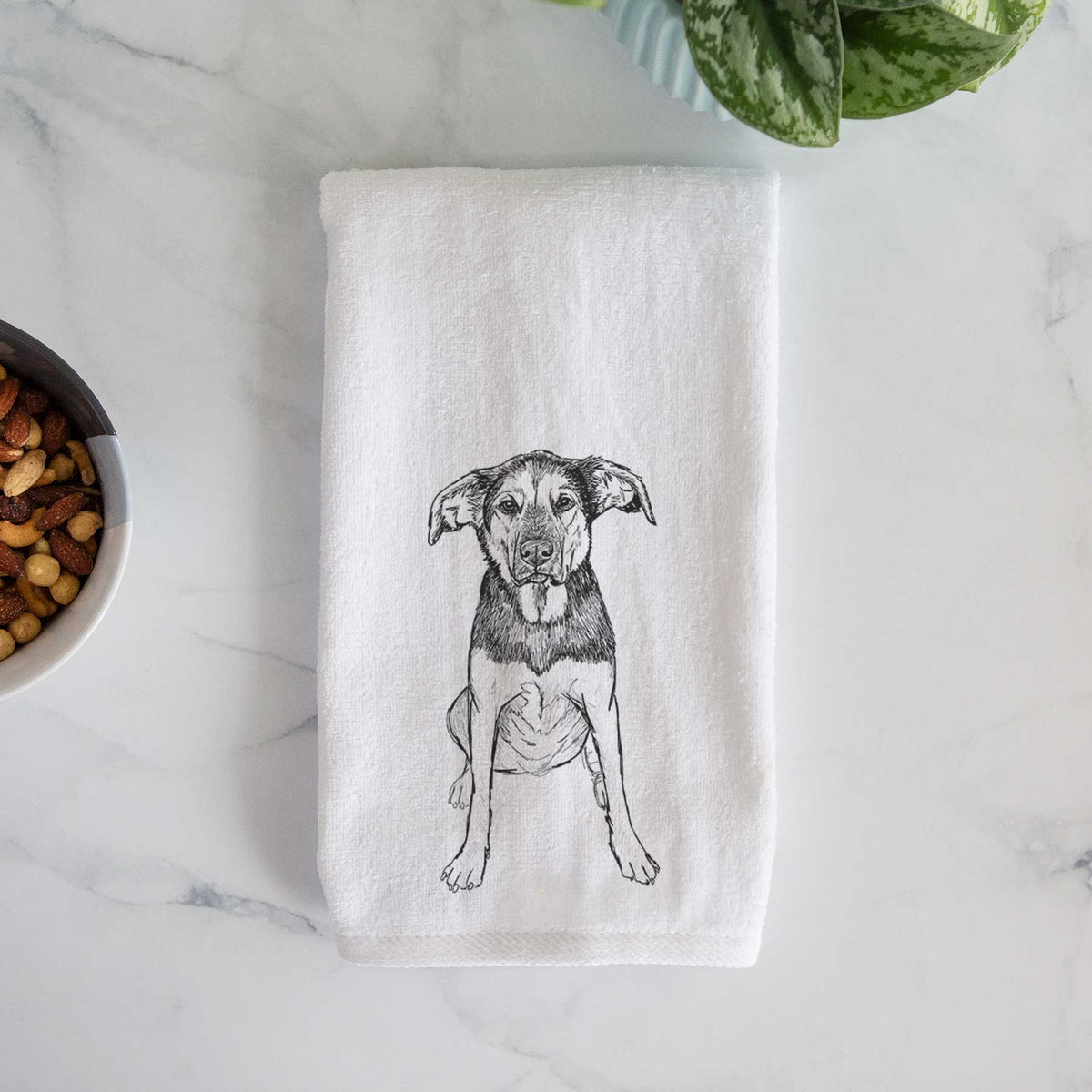 Doodled Gunner the Hound Mix Decorative Hand Towel