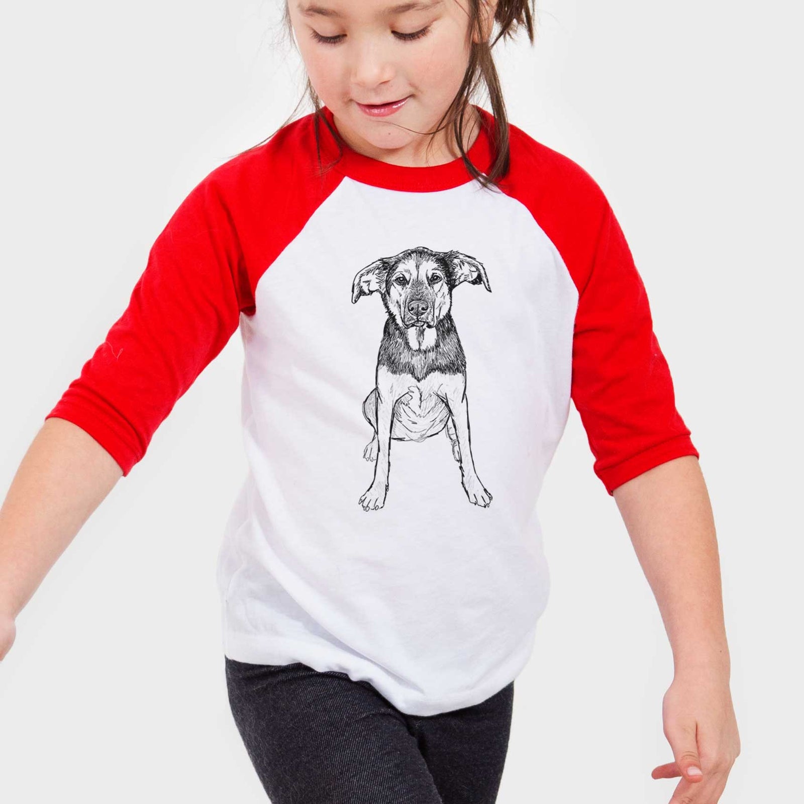 Doodled Gunner the Hound Mix - Youth 3/4 Long Sleeve