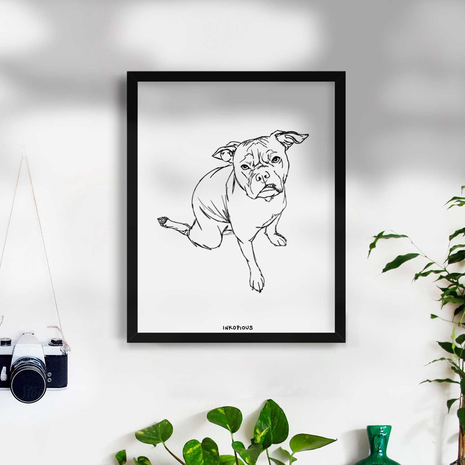 Doodled Gus the French Bulldog Staffy Mix Art Print