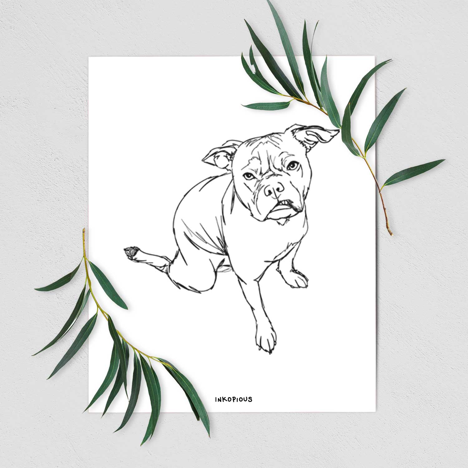 Doodled Gus the French Bulldog Staffy Mix Art Print