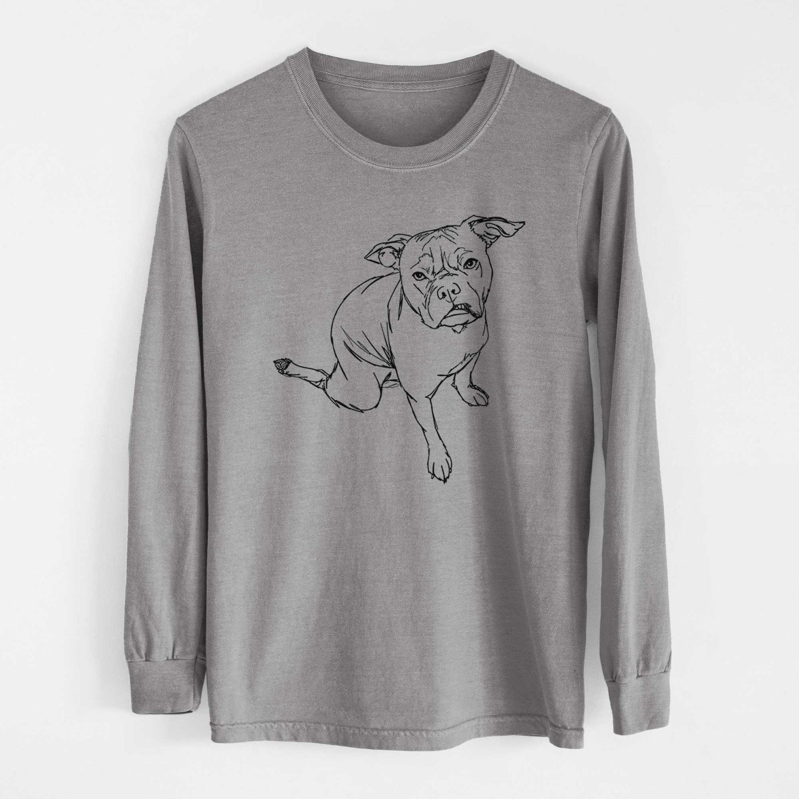 Doodled Gus the French Bulldog Staffy Mix - Heavyweight 100% Cotton Long Sleeve