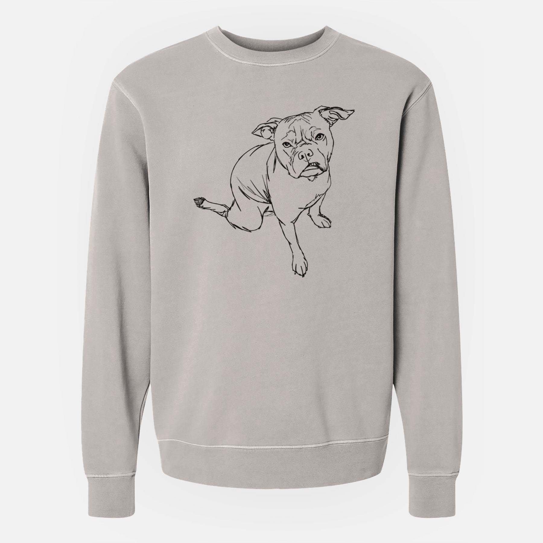 Doodled Gus the French Bulldog Staffy Mix - Unisex Pigment Dyed Crew Sweatshirt