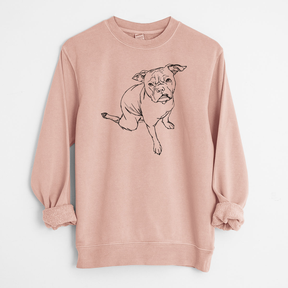 Doodled Gus the French Bulldog Staffy Mix - Unisex Pigment Dyed Crew Sweatshirt