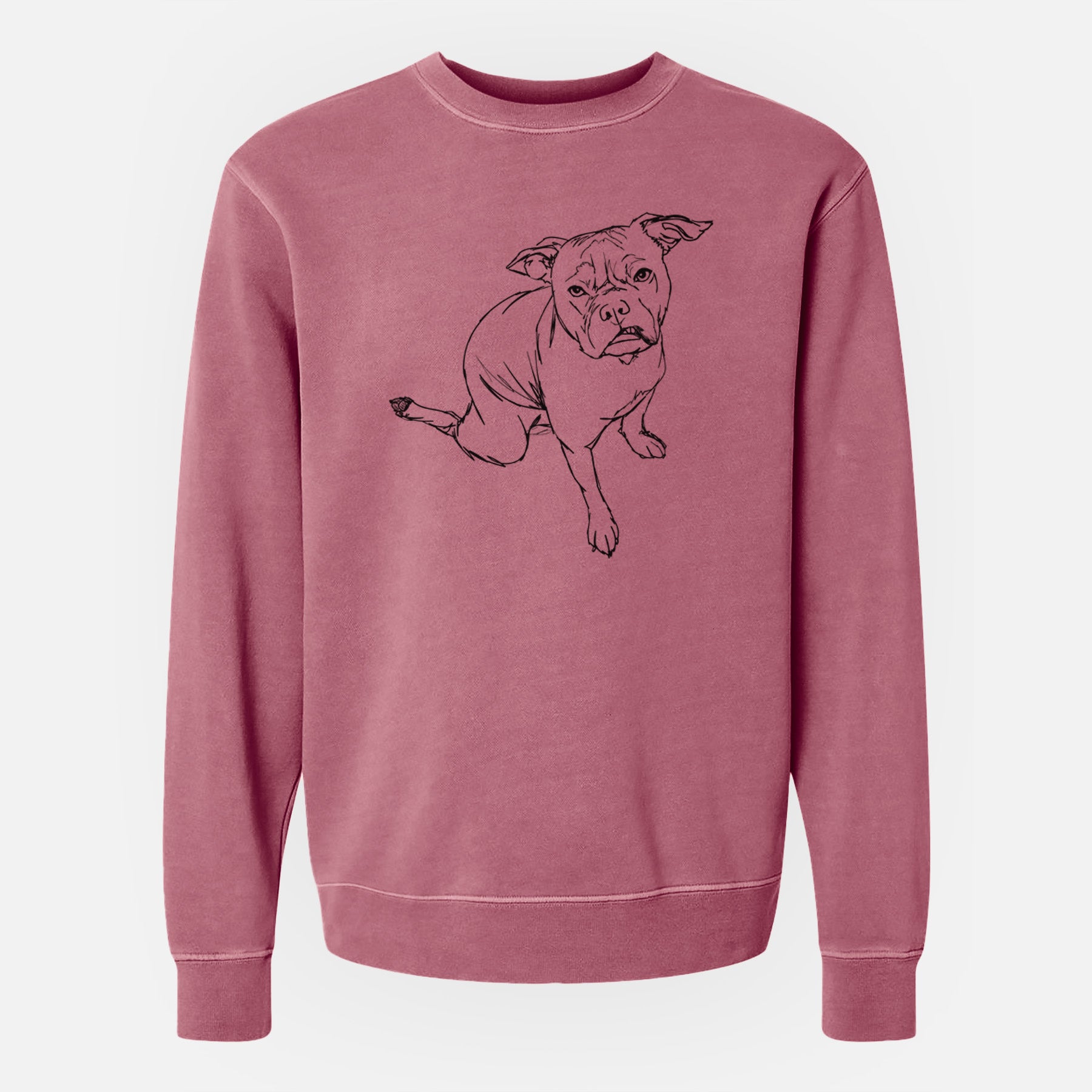 Doodled Gus the French Bulldog Staffy Mix - Unisex Pigment Dyed Crew Sweatshirt