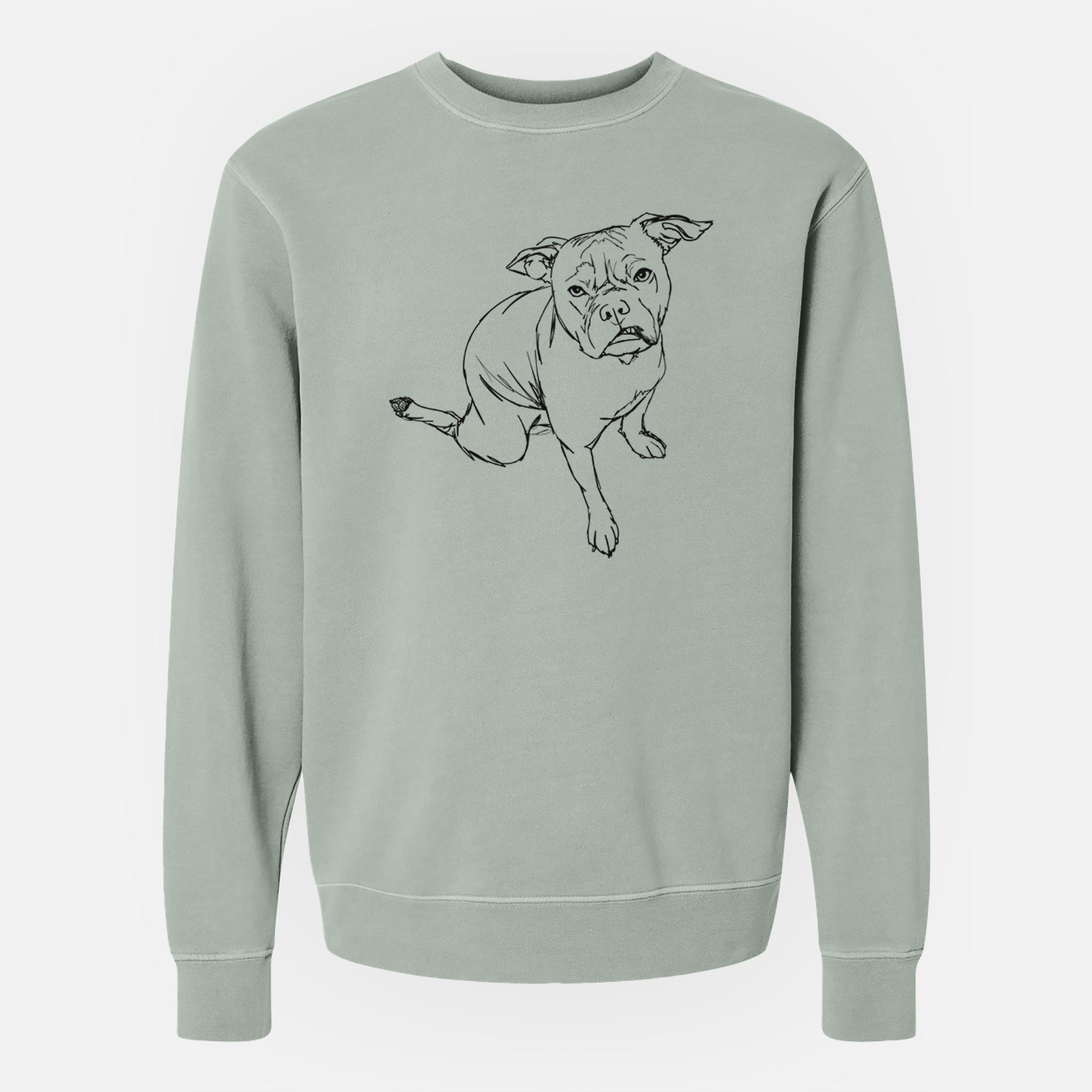 Doodled Gus the French Bulldog Staffy Mix - Unisex Pigment Dyed Crew Sweatshirt