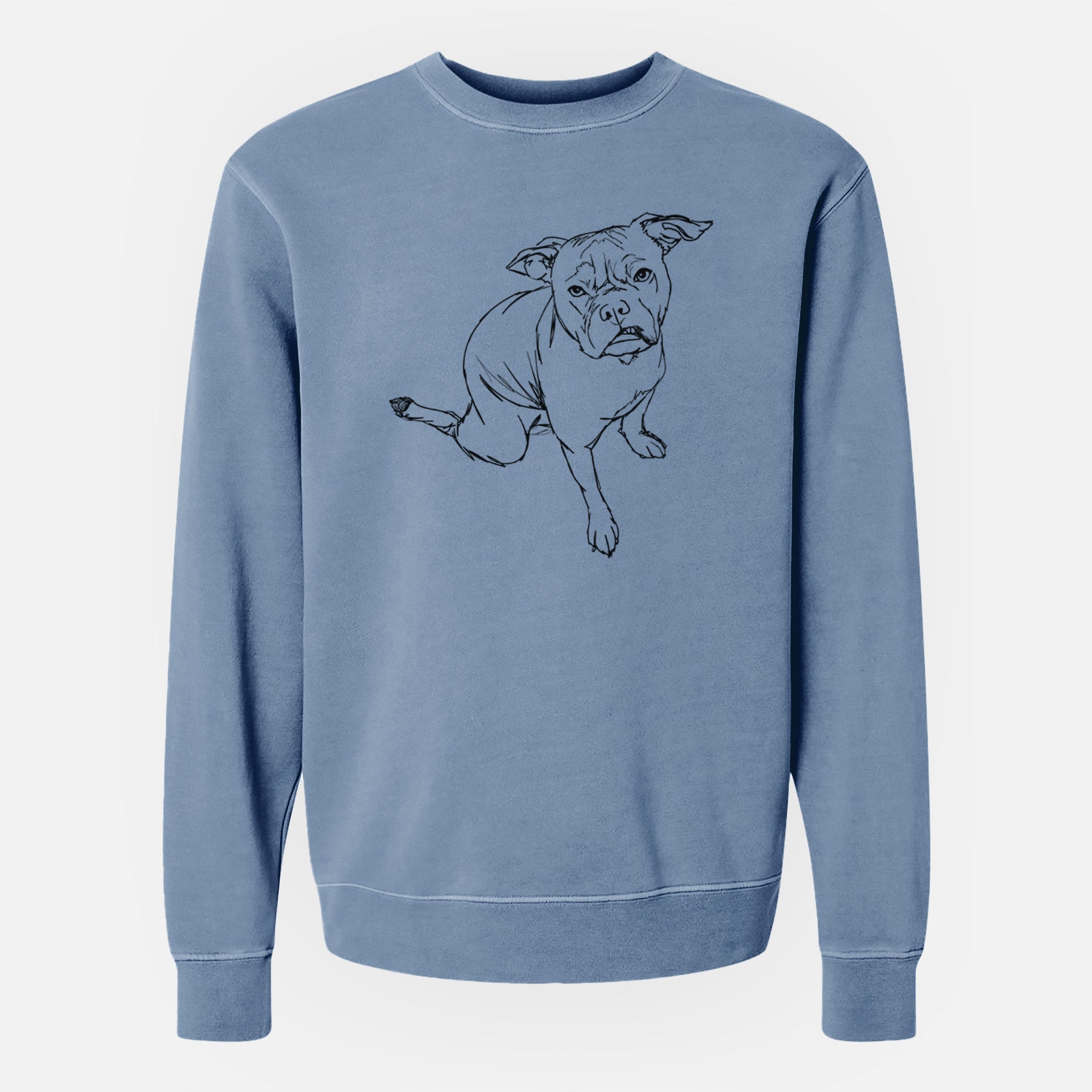 Doodled Gus the French Bulldog Staffy Mix - Unisex Pigment Dyed Crew Sweatshirt