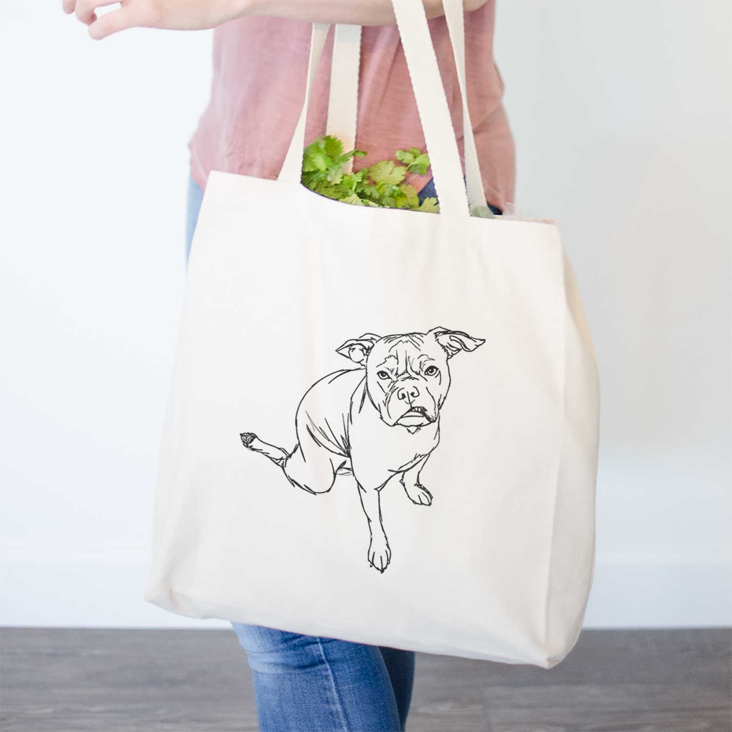 Doodled Gus the French Bulldog Staffy Mix - Tote Bag