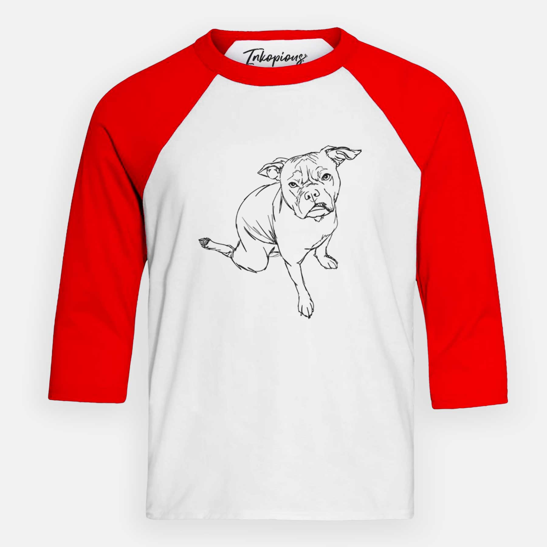 Doodled Gus the French Bulldog Staffy Mix - Youth 3/4 Long Sleeve