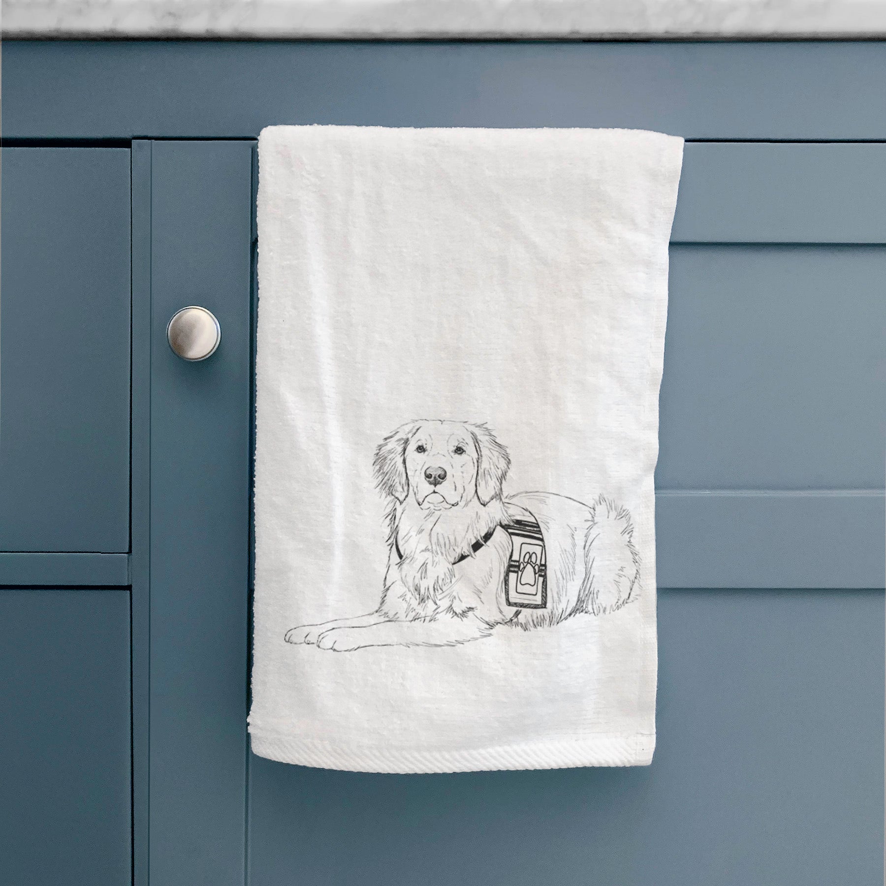 Doodled Gus the Golden Retriever Decorative Hand Towel