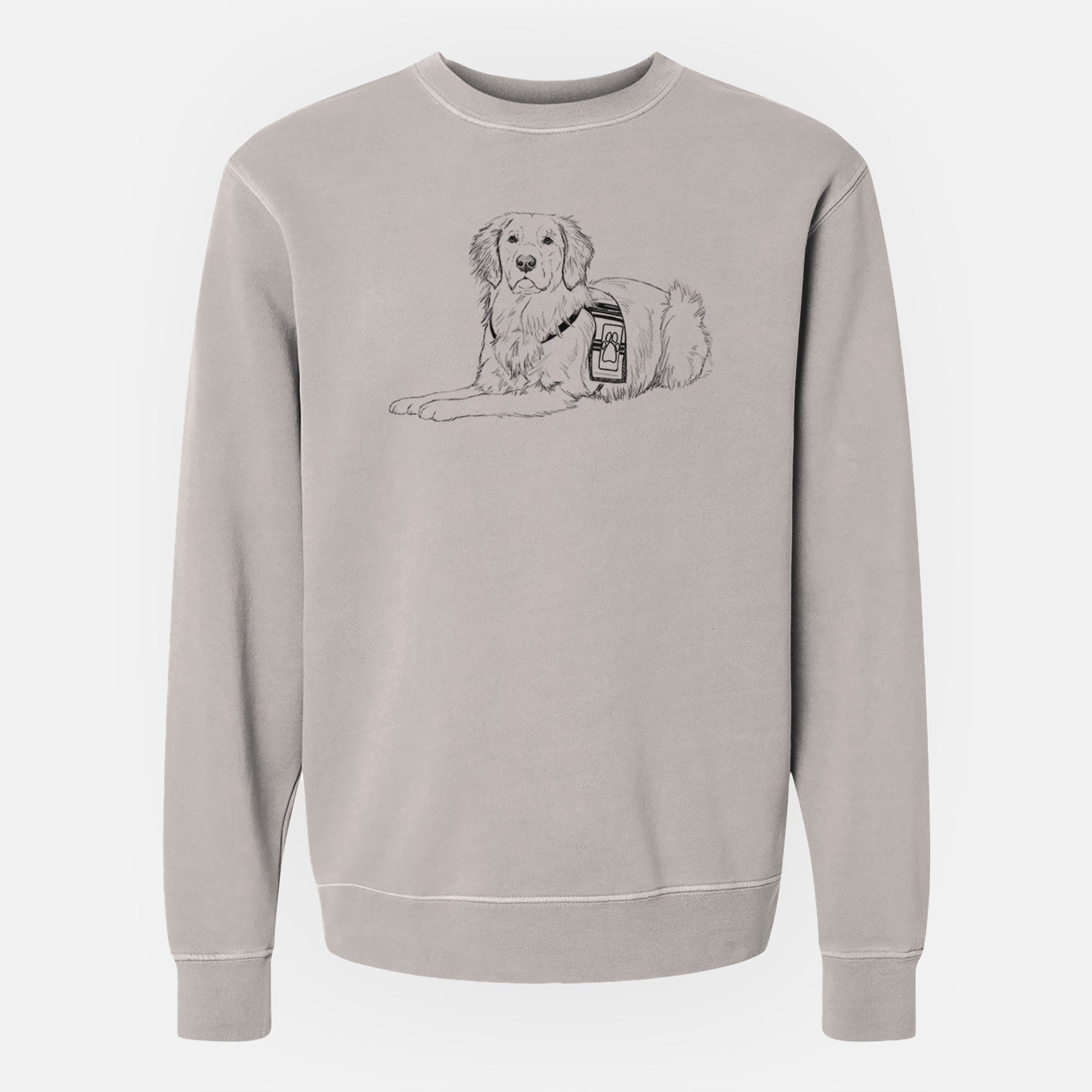 Doodled Gus the Golden Retriever - Unisex Pigment Dyed Crew Sweatshirt